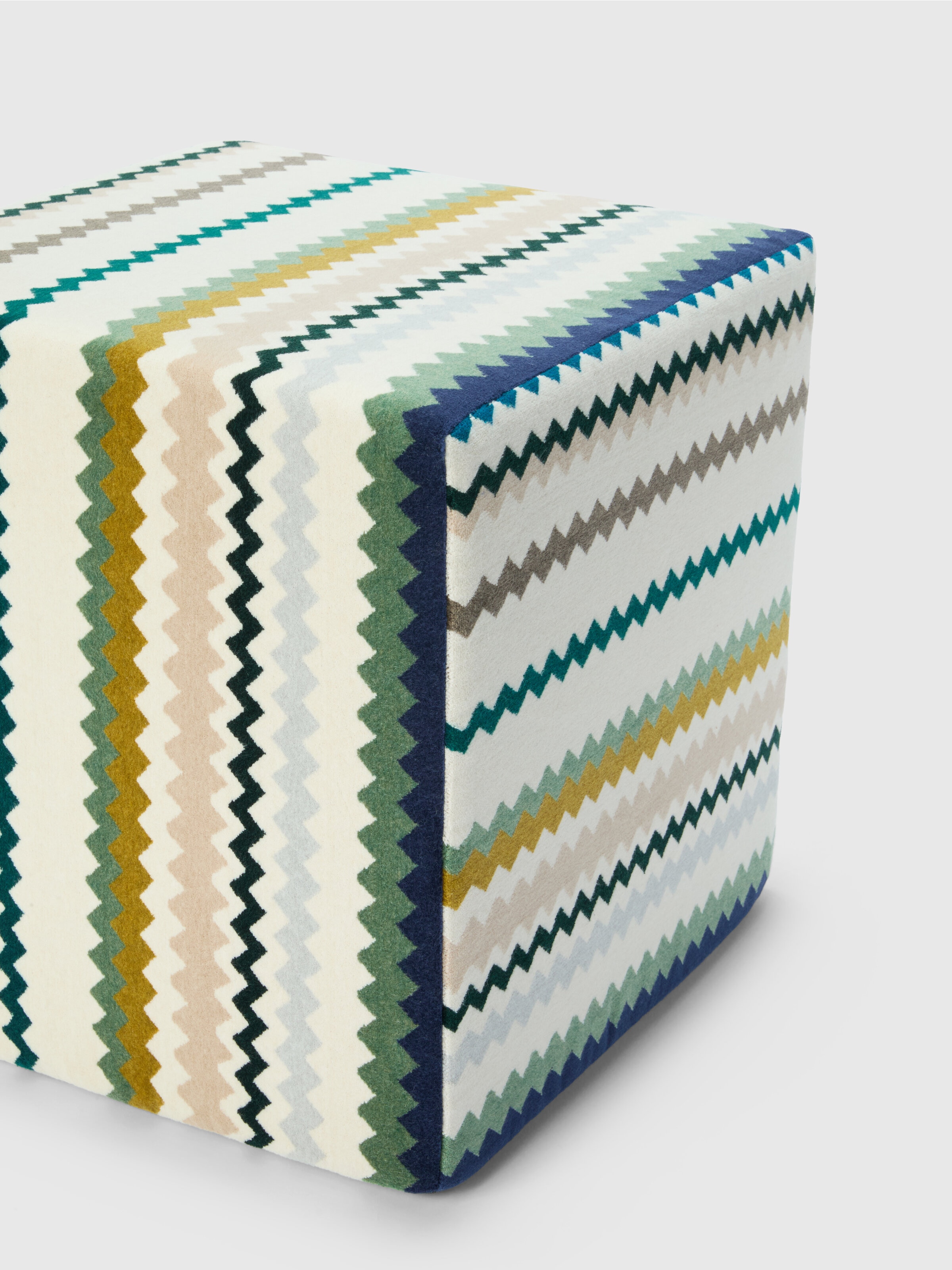 Dune 40x40x40 cm cubic outdoor pouffe, Green & Multicoloured  - 1