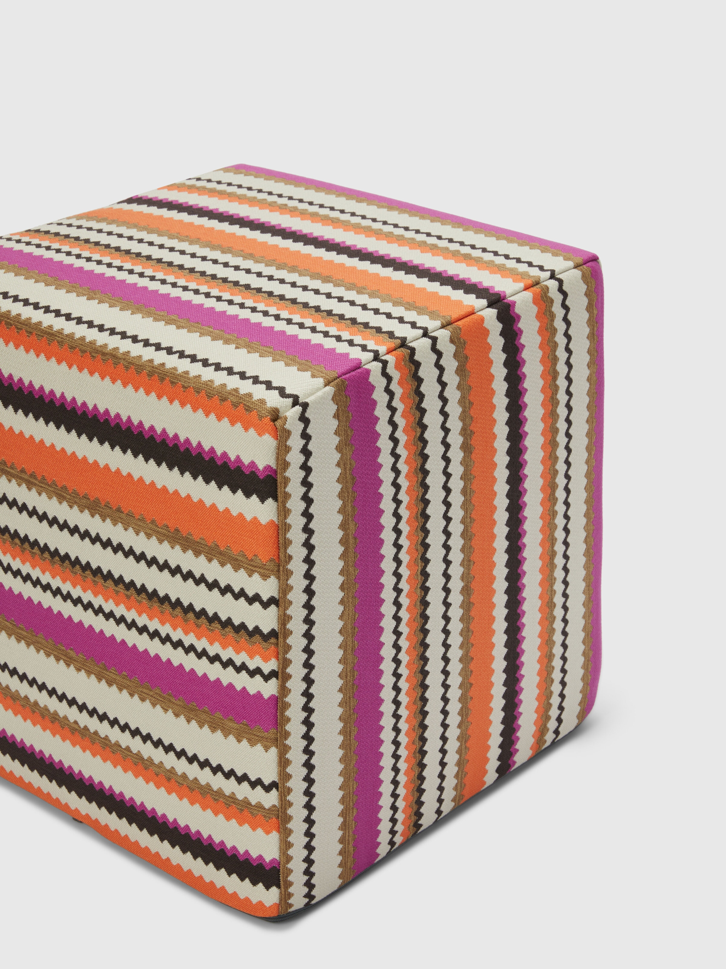Pouf da esterno cubico Cancun chevron 40x40x40 cm, Arancio Multicolore  - 1