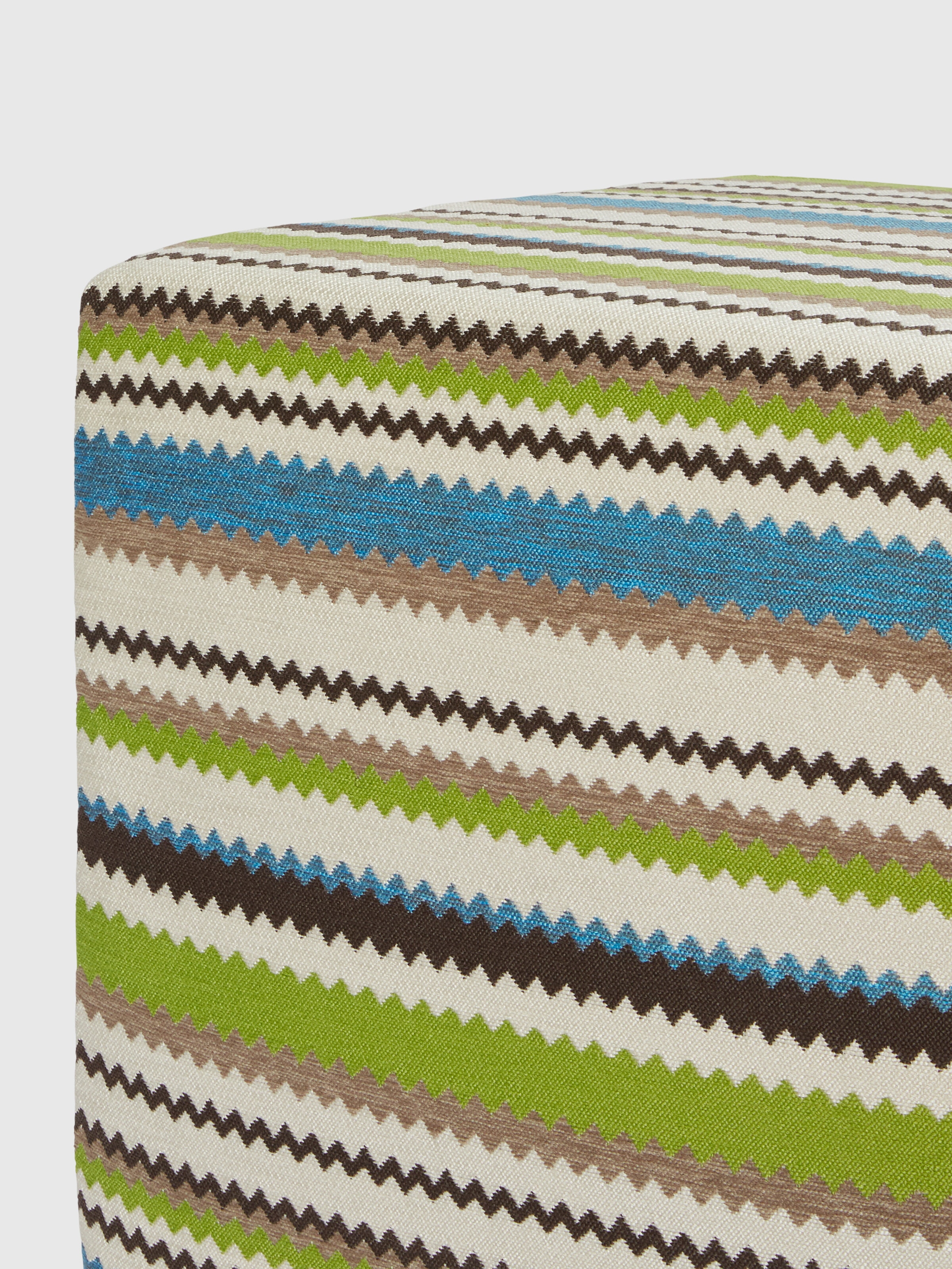 Cancun cubic outdoor pouffe 40x40x40 cm with chevron pattern, Turquoise  Multicoloured  - 2