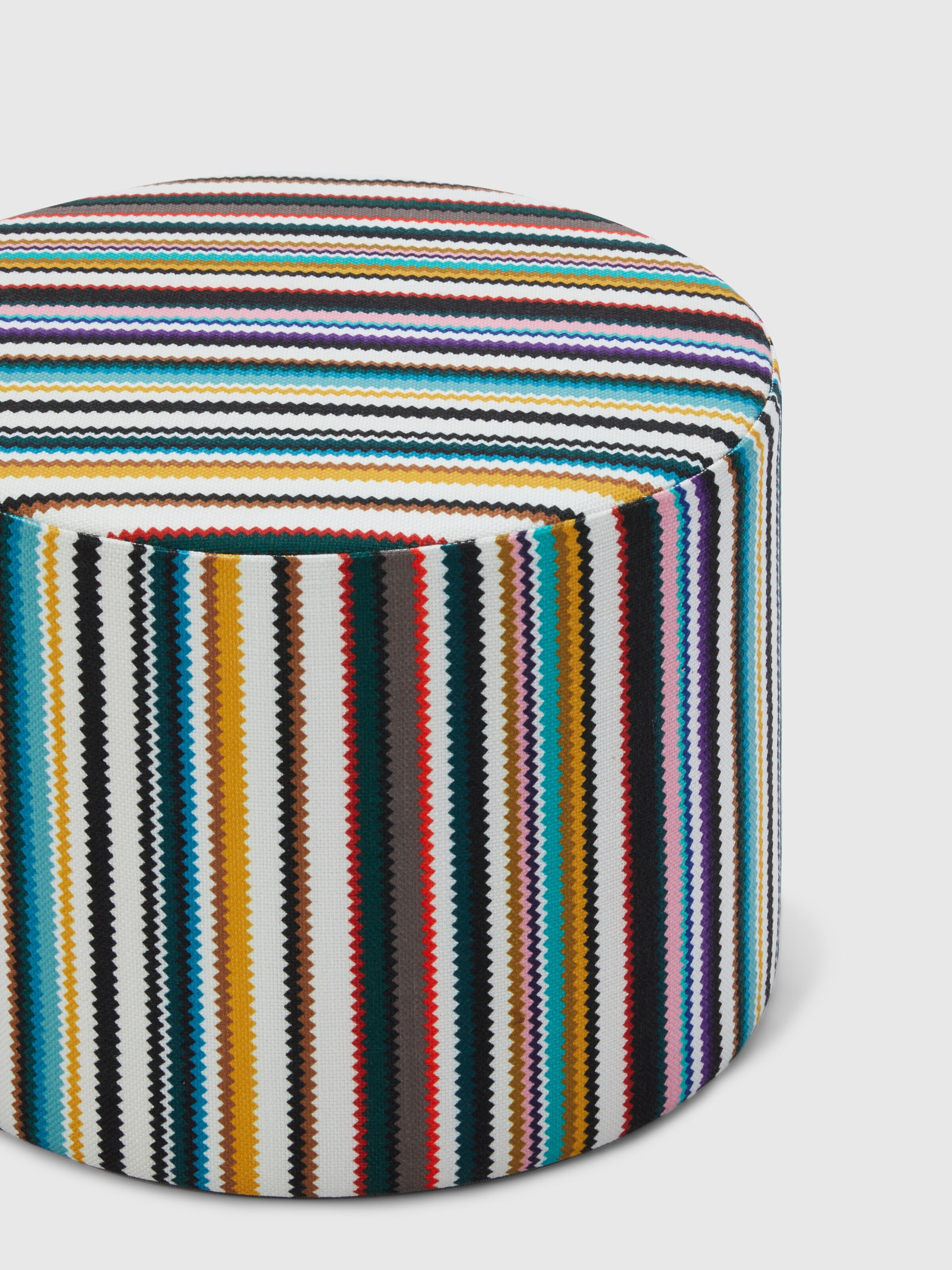 Pouf da esterno cilindrico Shangai 40x30 cm zig zag, Giallo  Multicolore  - 1
