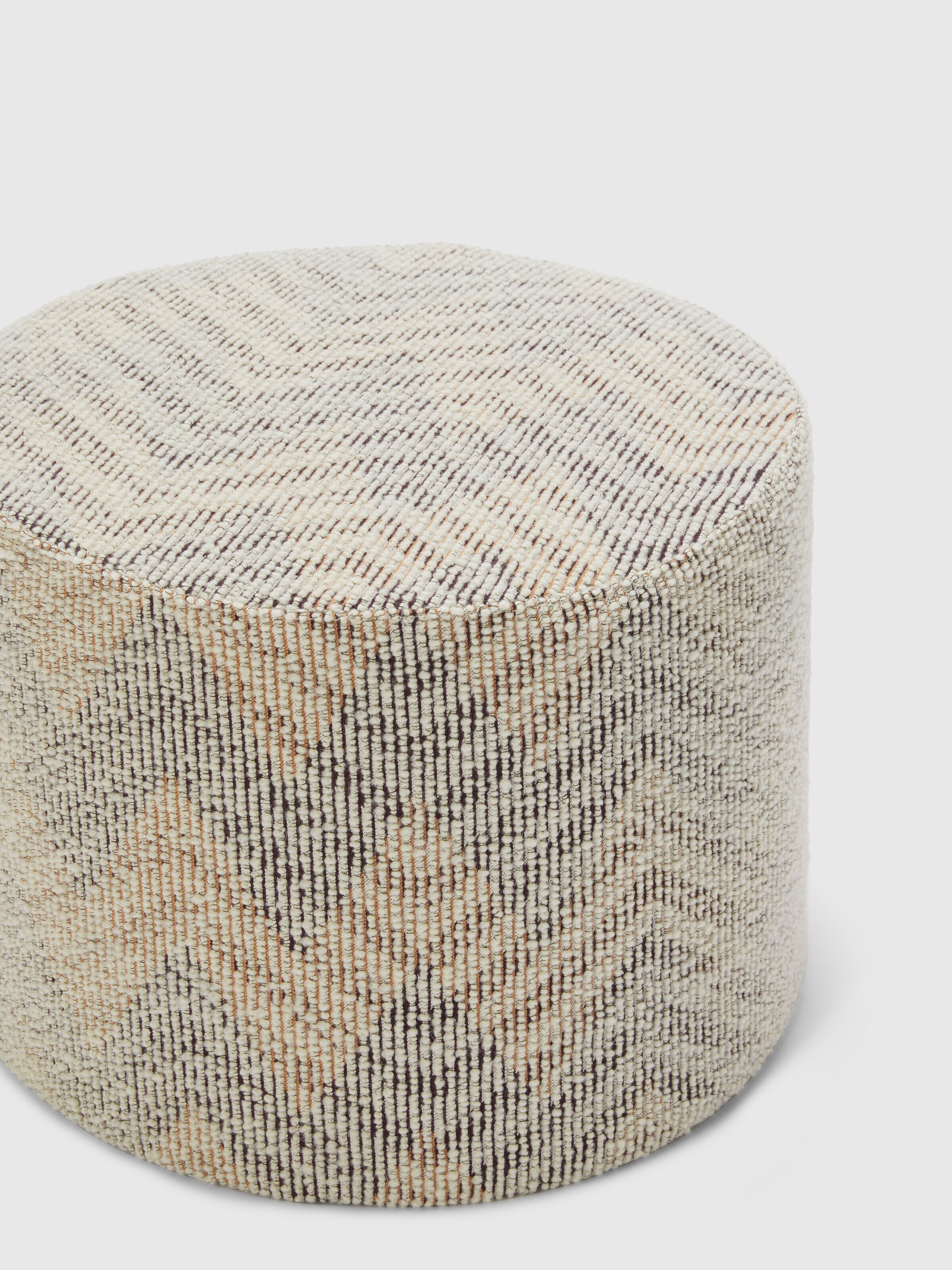 Dinamico bouclé cylindrical pouffe 40x30 cm chevron pattern, Purple  Multicoloured  - 1