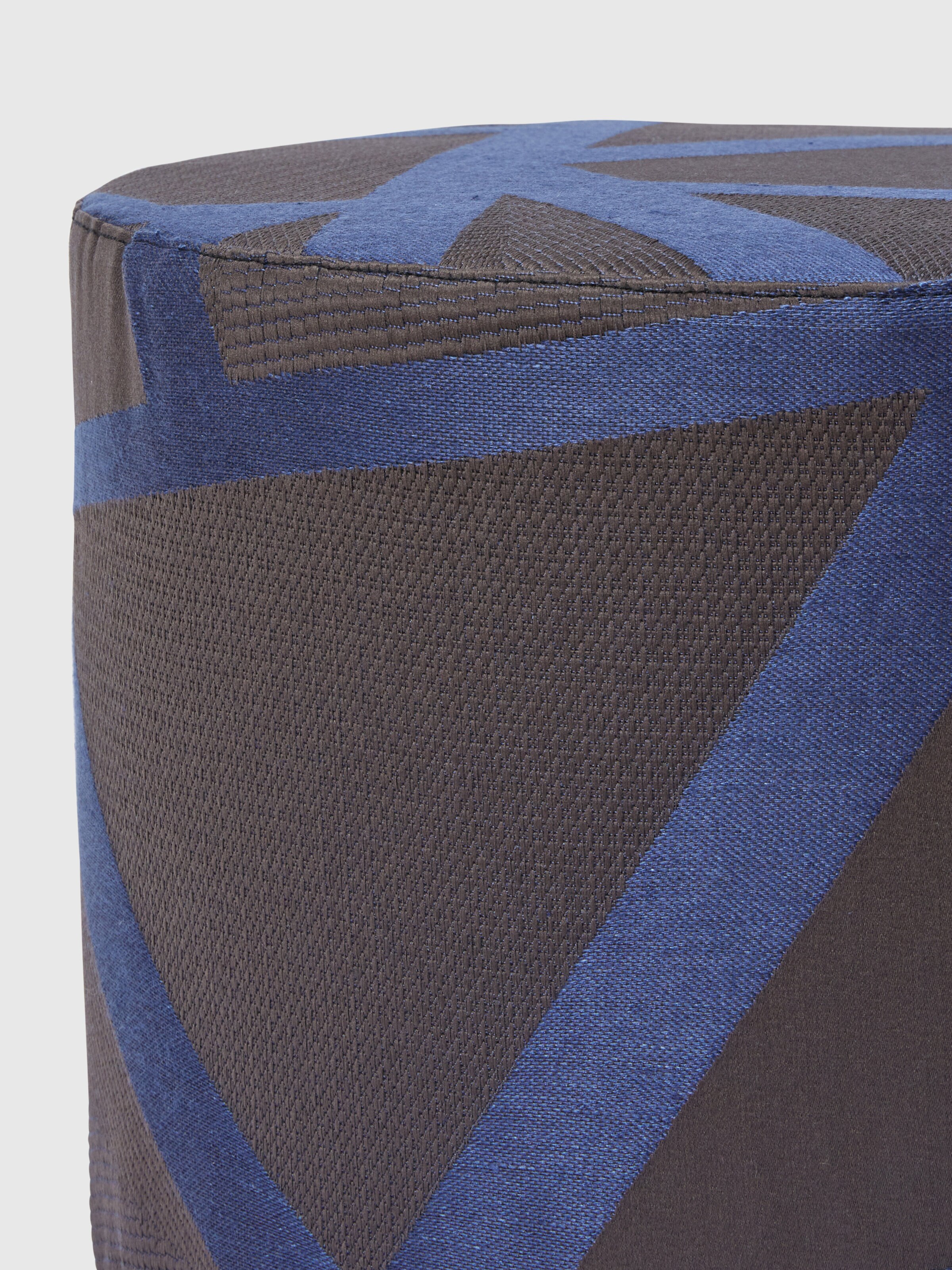 Pouf cilindrico Nastri Relief 40x30 cm, Blu - 1