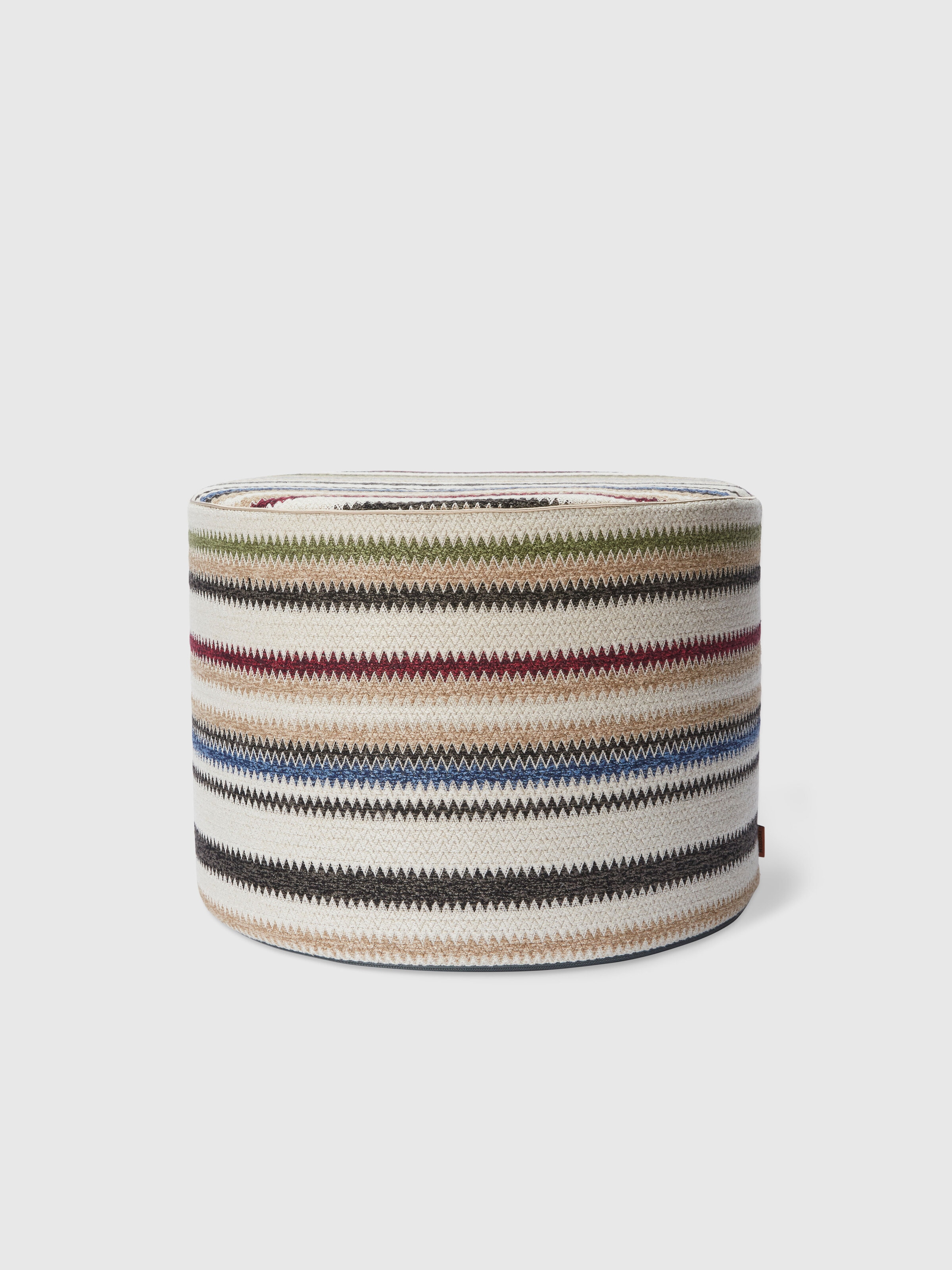 Blurred 40x30 cm cylindrical pouffe, Beige - 0