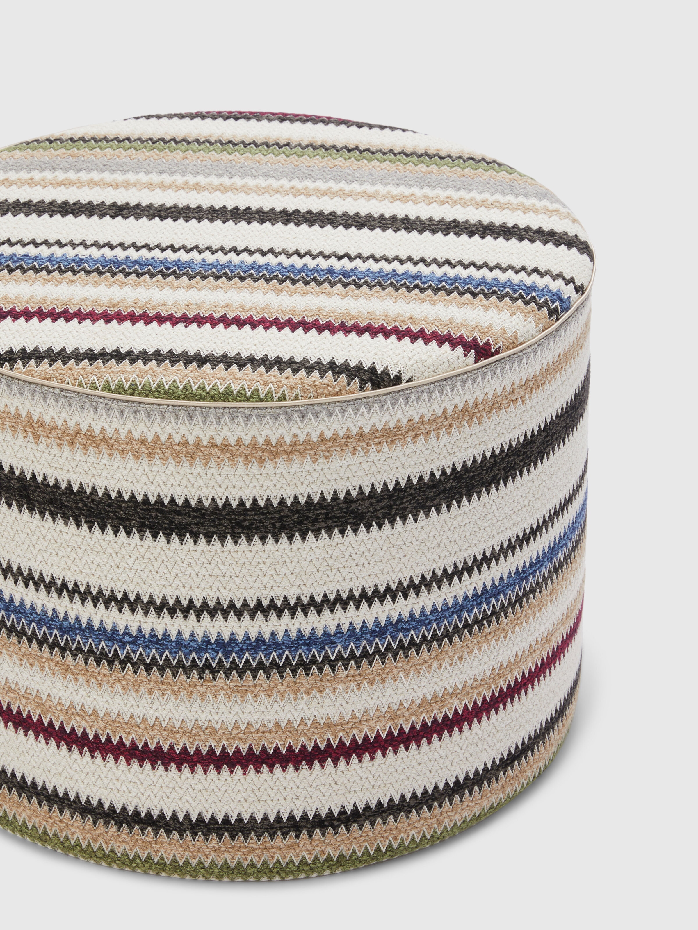 Blurred 40x30 cm cylindrical pouffe, Beige - 1
