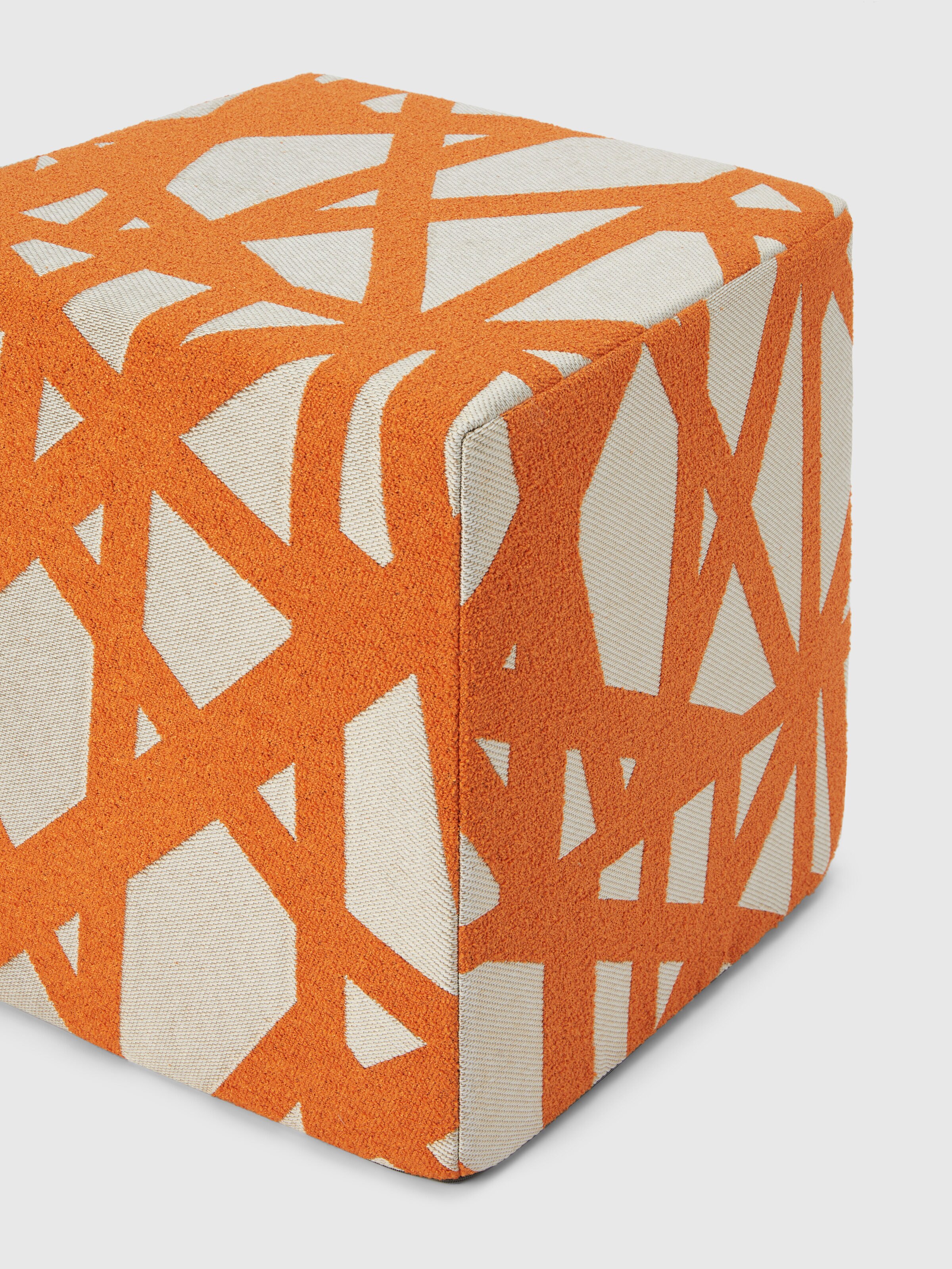 Nastri, cubic bouclé outdoor pouffe, 40x40x40 cm, Orange - 1