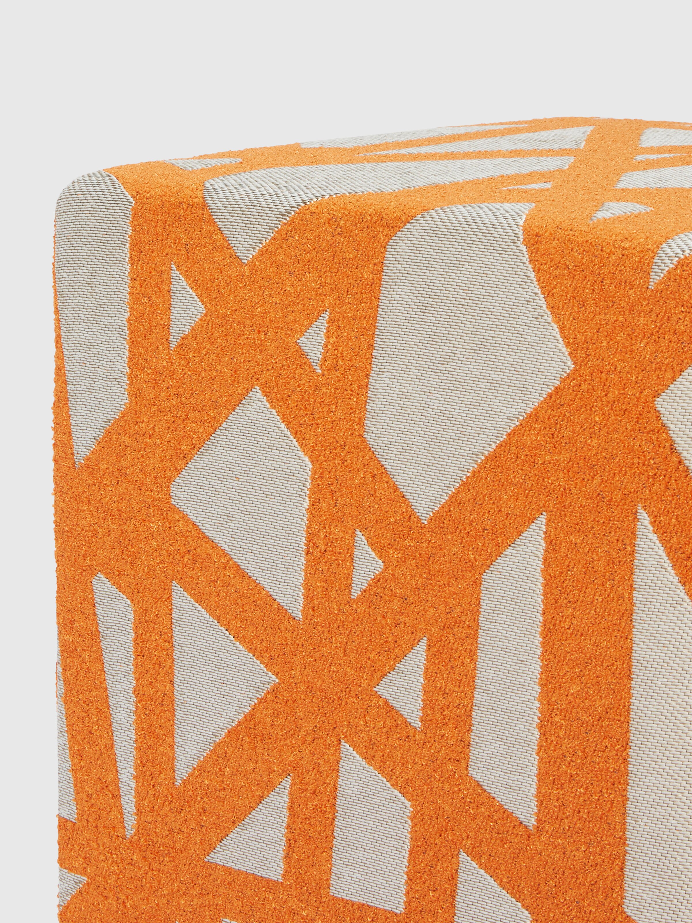 Nastri, cubic bouclé outdoor pouffe, 40x40x40 cm, Orange - 2