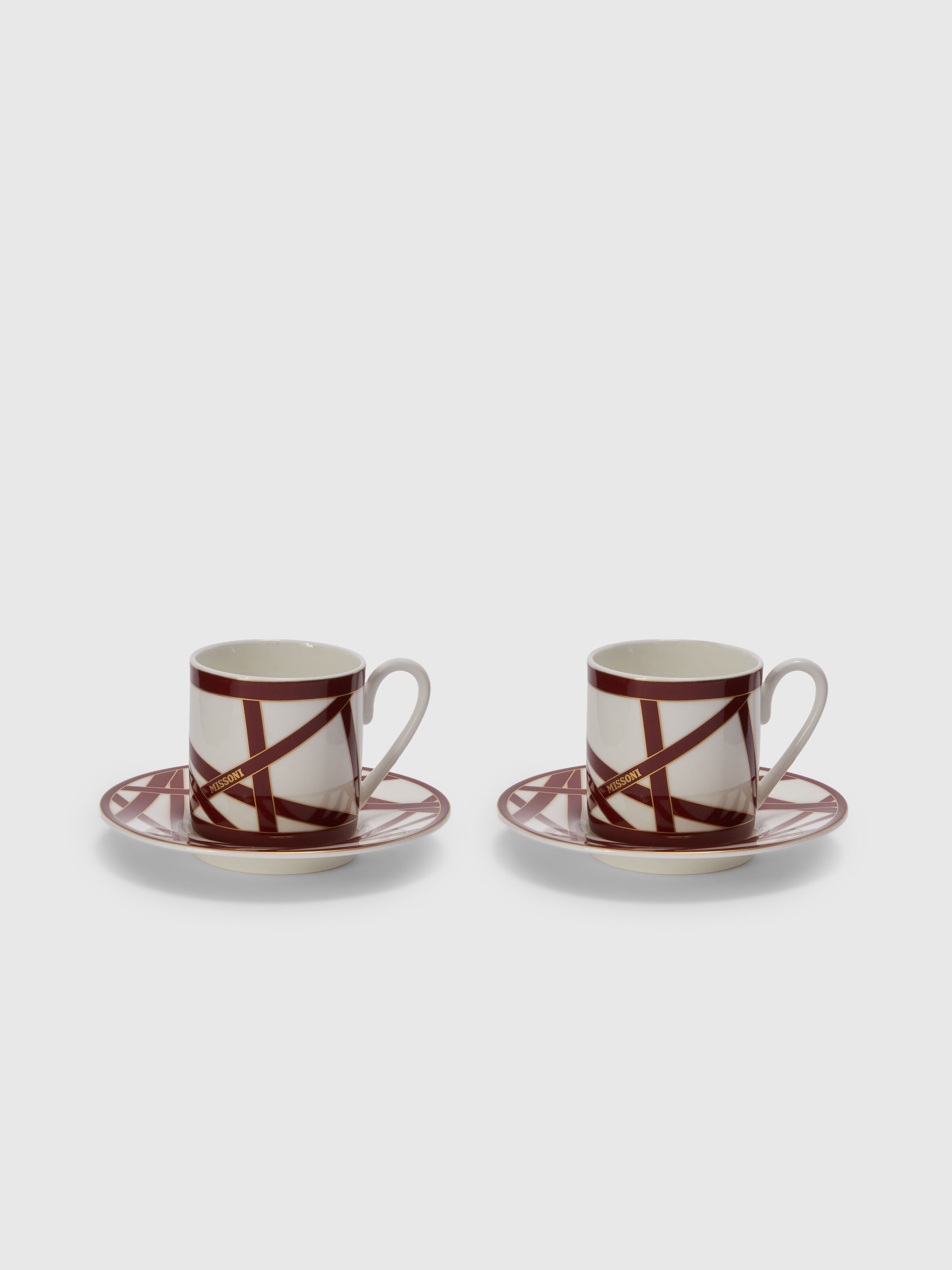 Nastri Set of 2 coffee cups & saucers, BORDEAUX - 0
