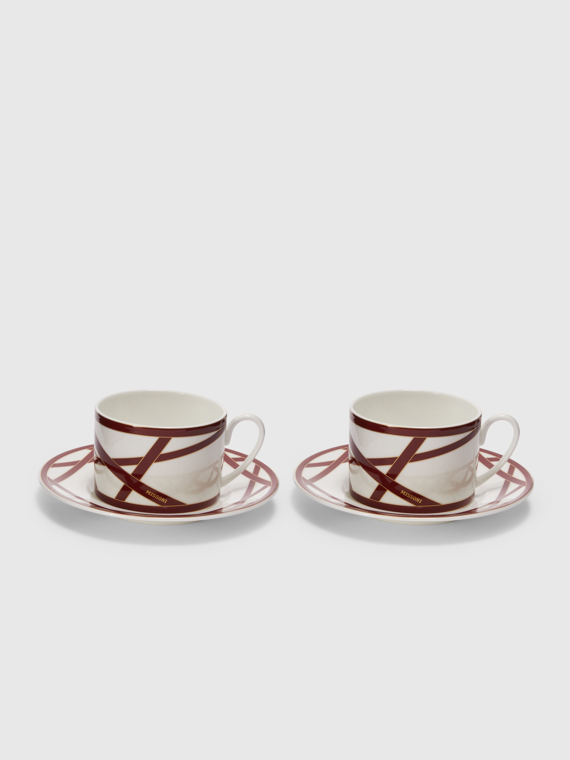Nastri Set of 2 tea cups & saucers, BORDEAUX - 0