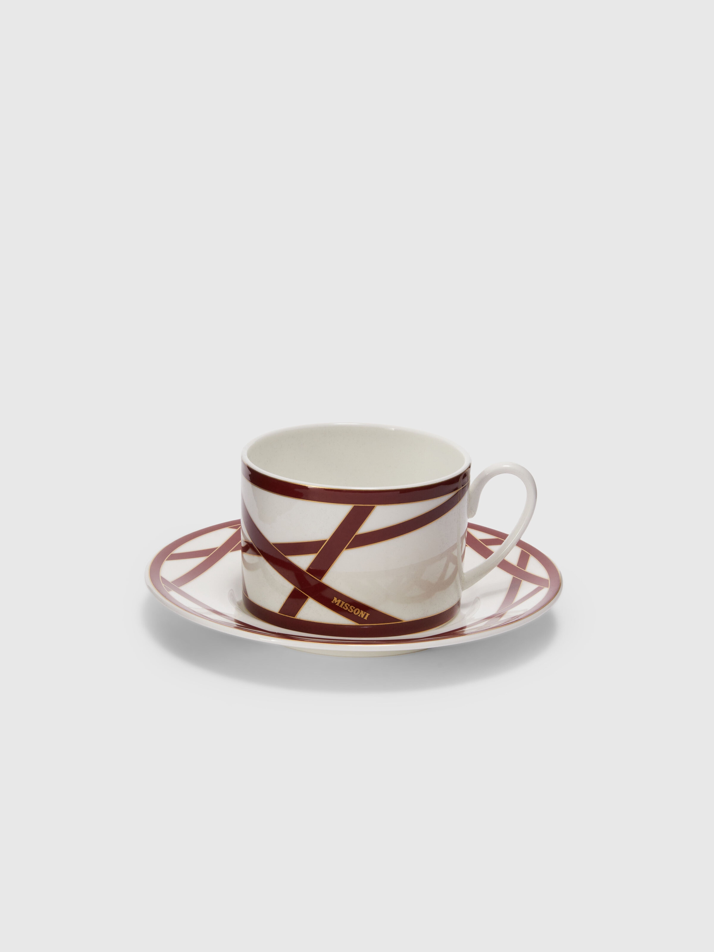 Nastri Set of 2 tea cups & saucers, BORDEAUX - 1