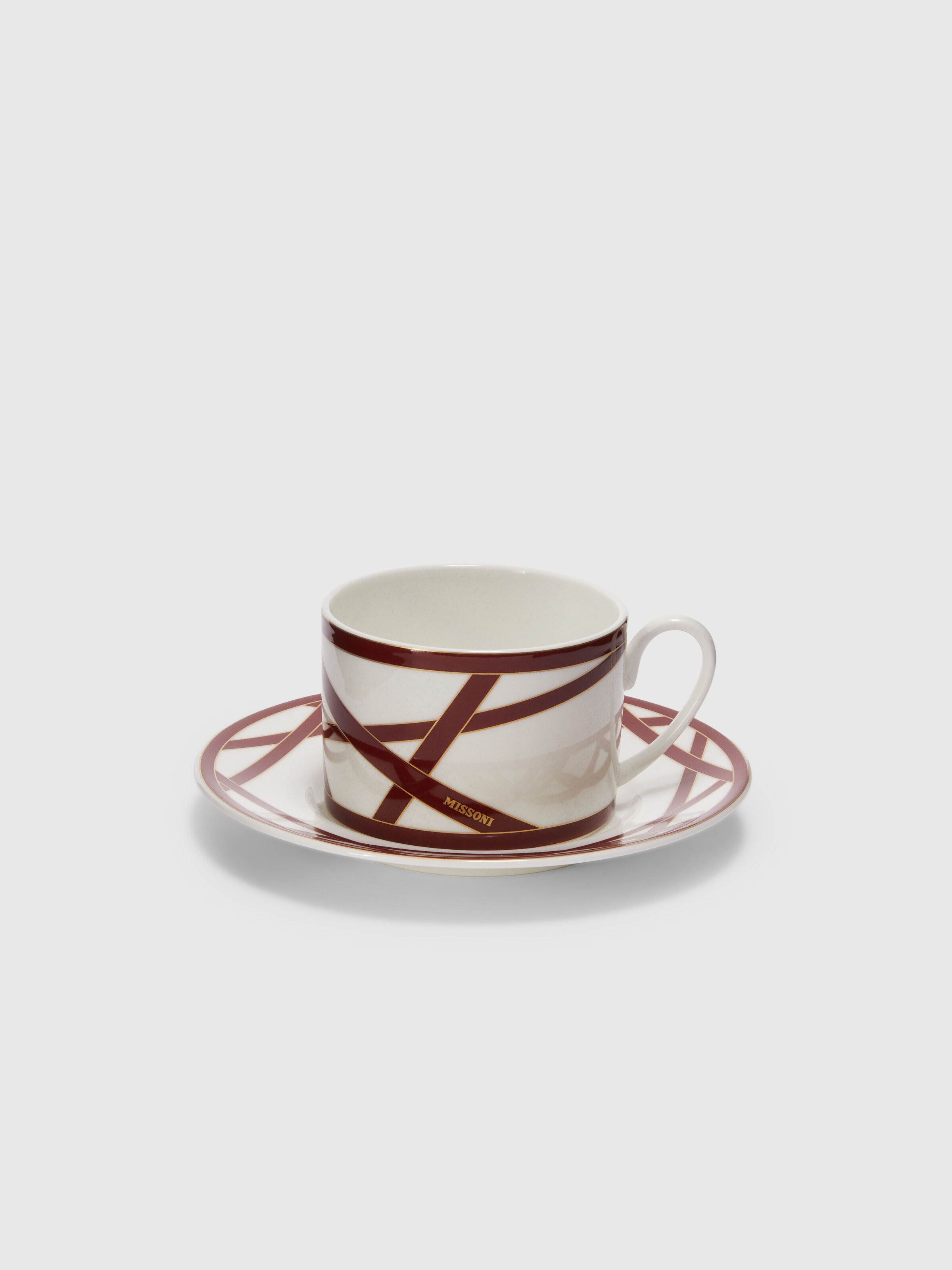 Nastri Set of 6 tea cups & saucers, BORDEAUX - 1