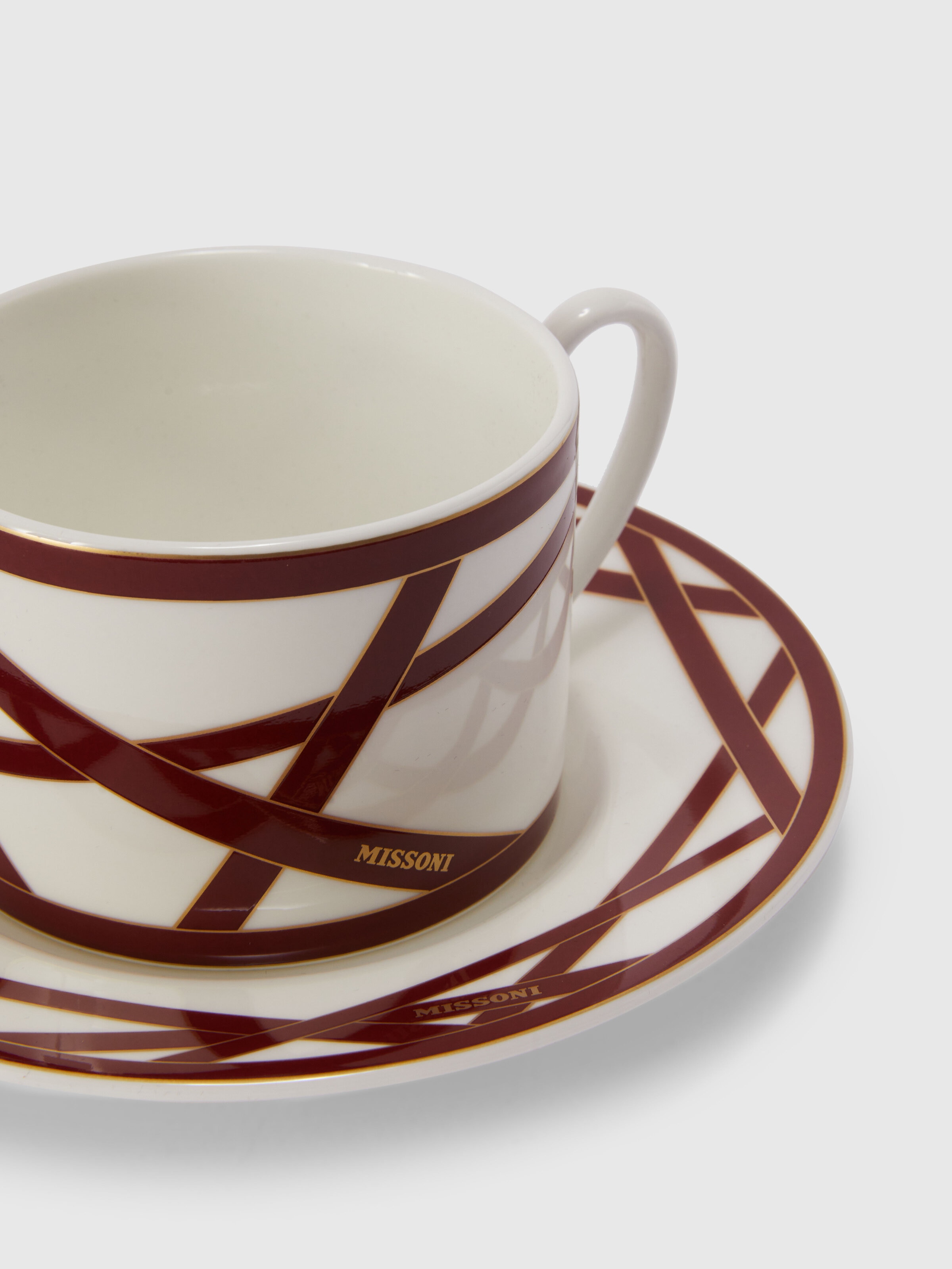 Nastri Set of 6 tea cups & saucers, BORDEAUX - 3