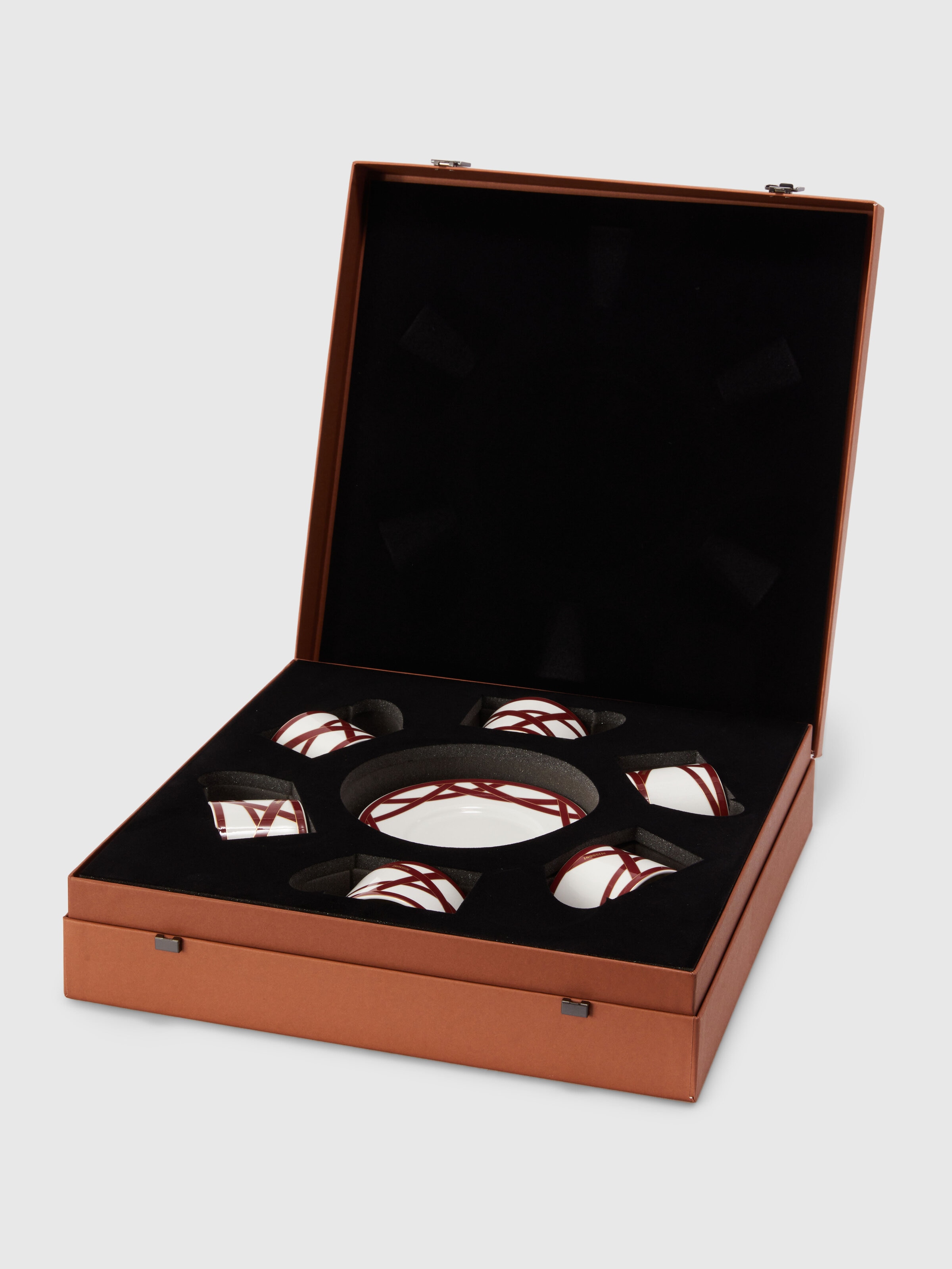 Nastri Set of 6 tea cups & saucers, BORDEAUX - 4