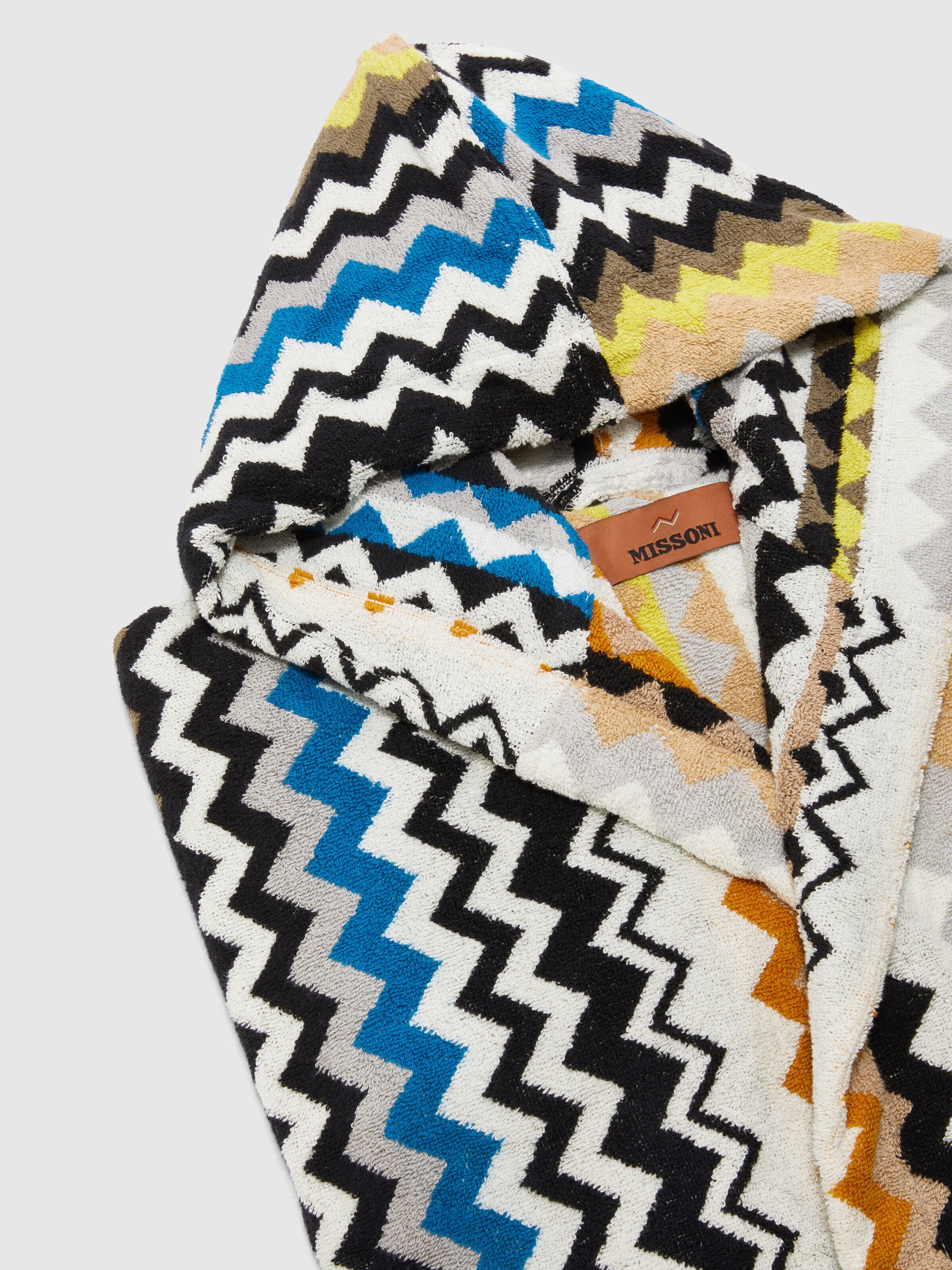 Accappatoio in spugna di cotone Best zig zag, Nero  Multicolore  - 2