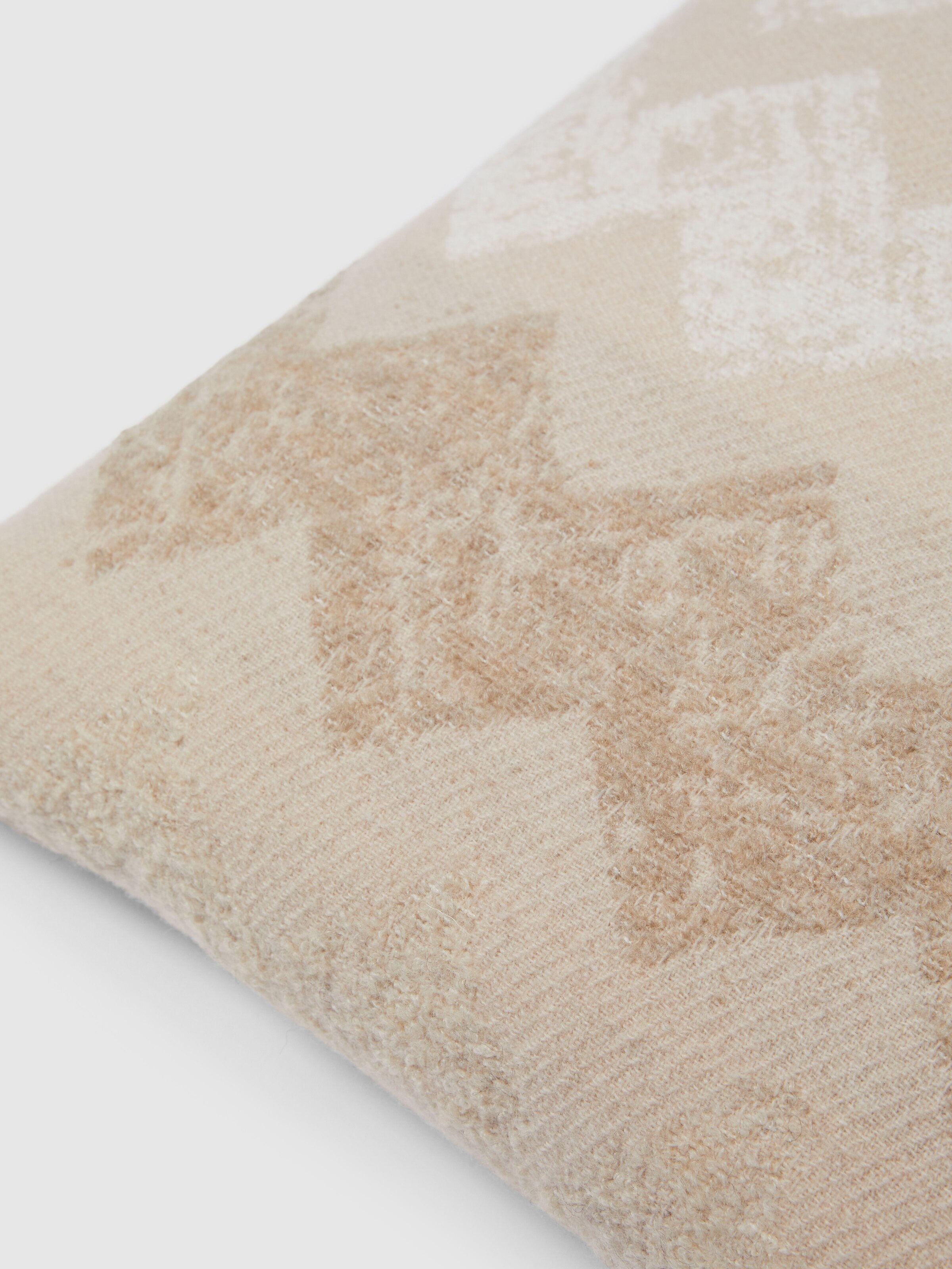 Indoor Cushion Gessetti in wool blend with zig zag pattern 40x40 cm, Beige - 2