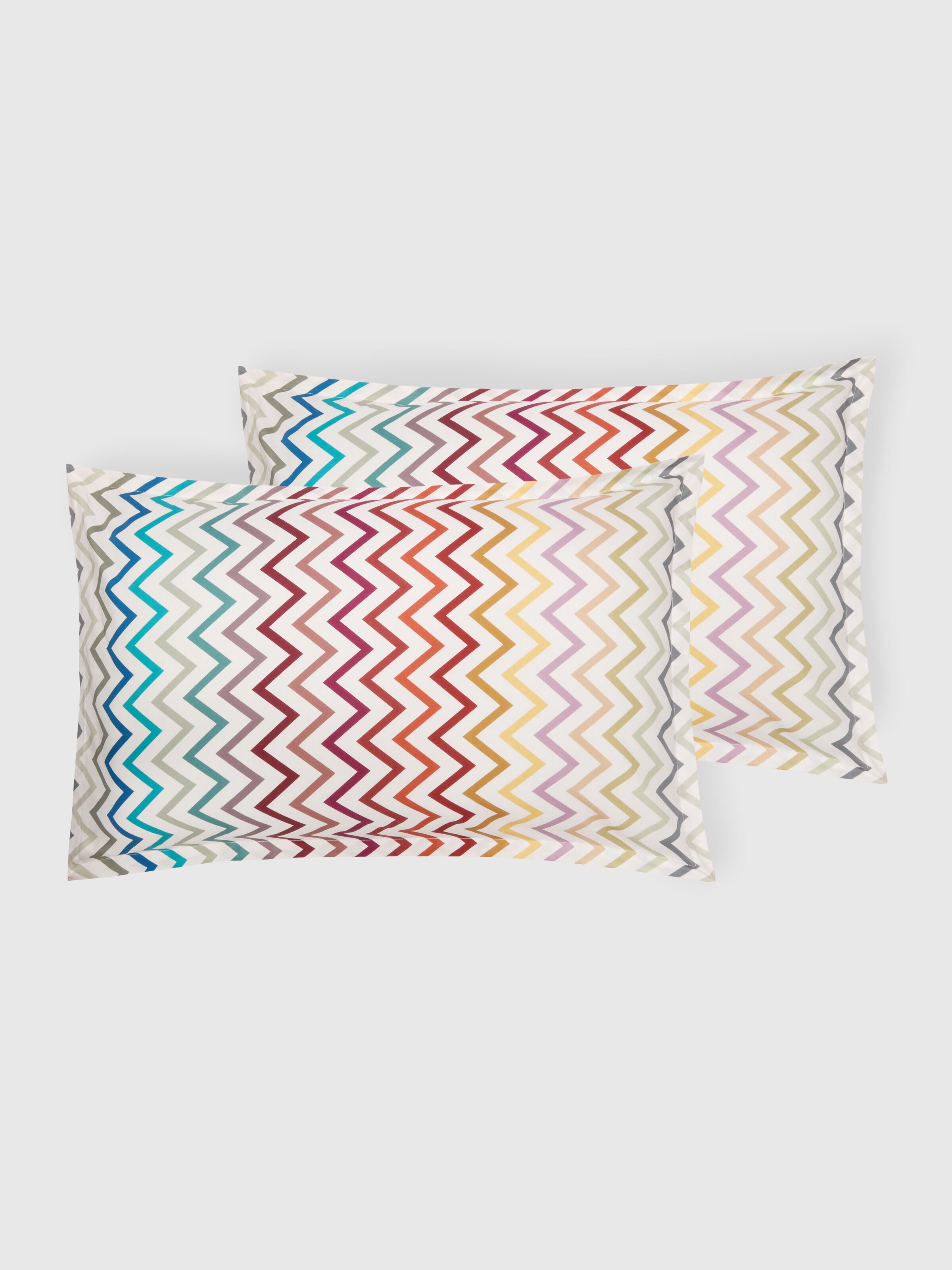 Pair of Watamu Pillowcases in 100% cotton with zig zag pattern, Multicoloured  - 1