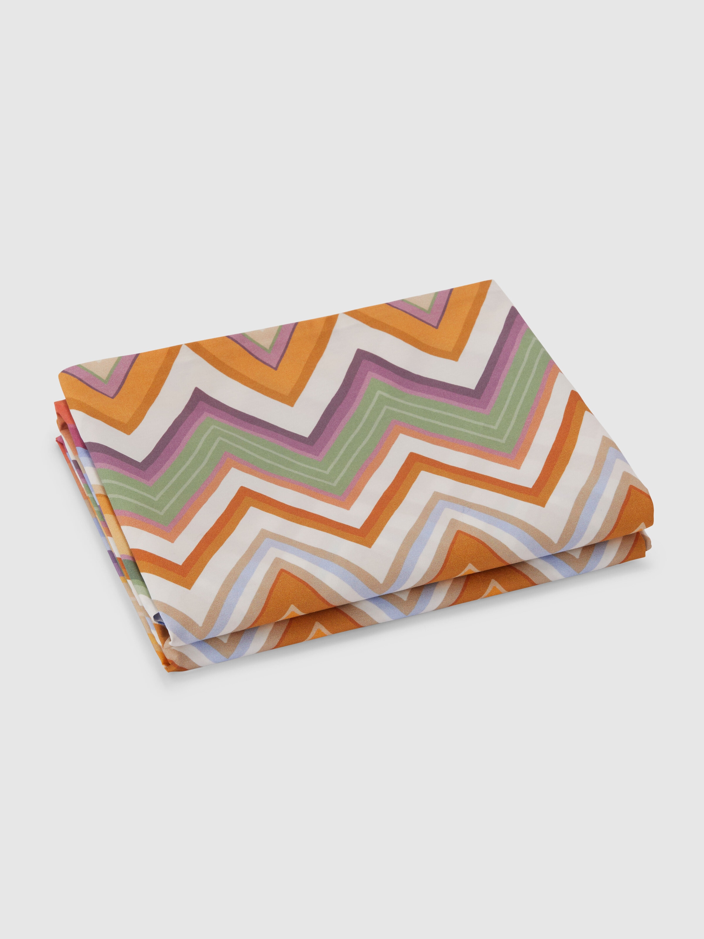 Pair of Andres Re Edition Envelope Pillowcases in 100% cotton with zig zag pattern, Orange Multicoloured  - 0