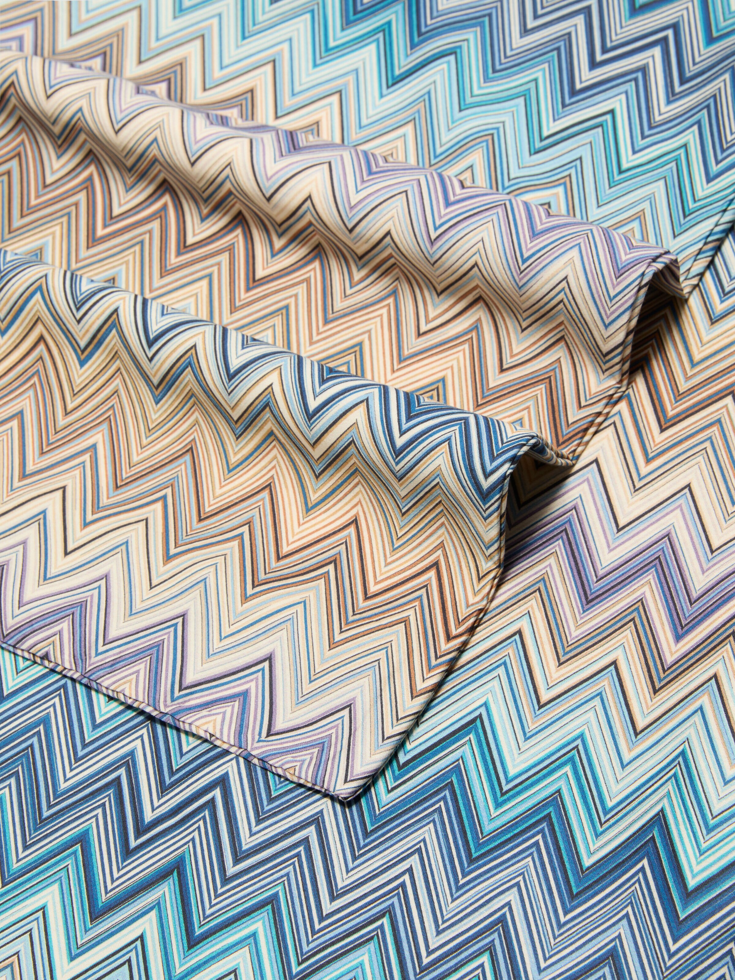 John Re Edition Duvet Cover in 100% cotton with chevron pattern, Turquoise  Multicoloured  - 1