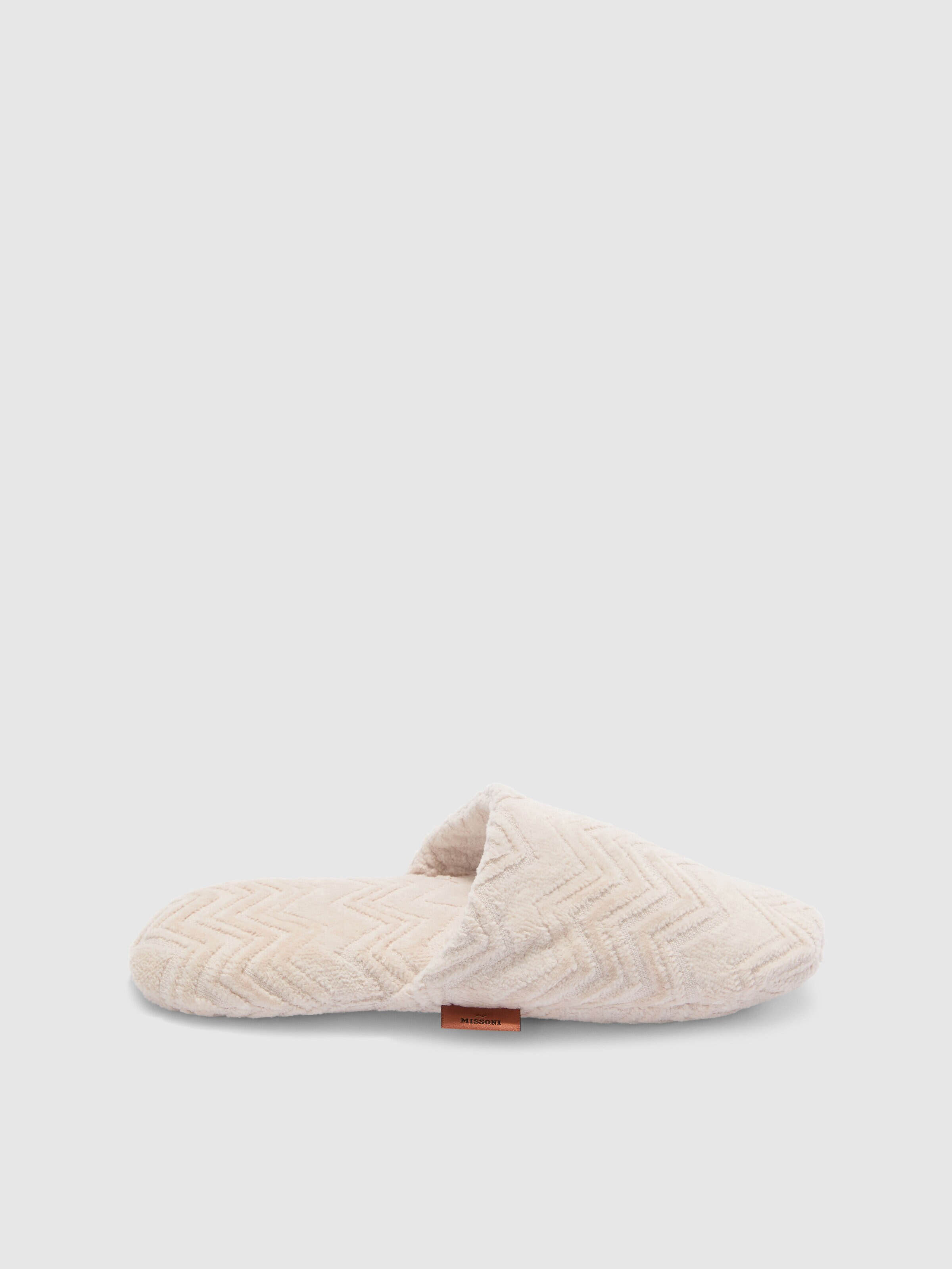 Chalk Slippers 100% cotton with chevron pattern, Beige - 0