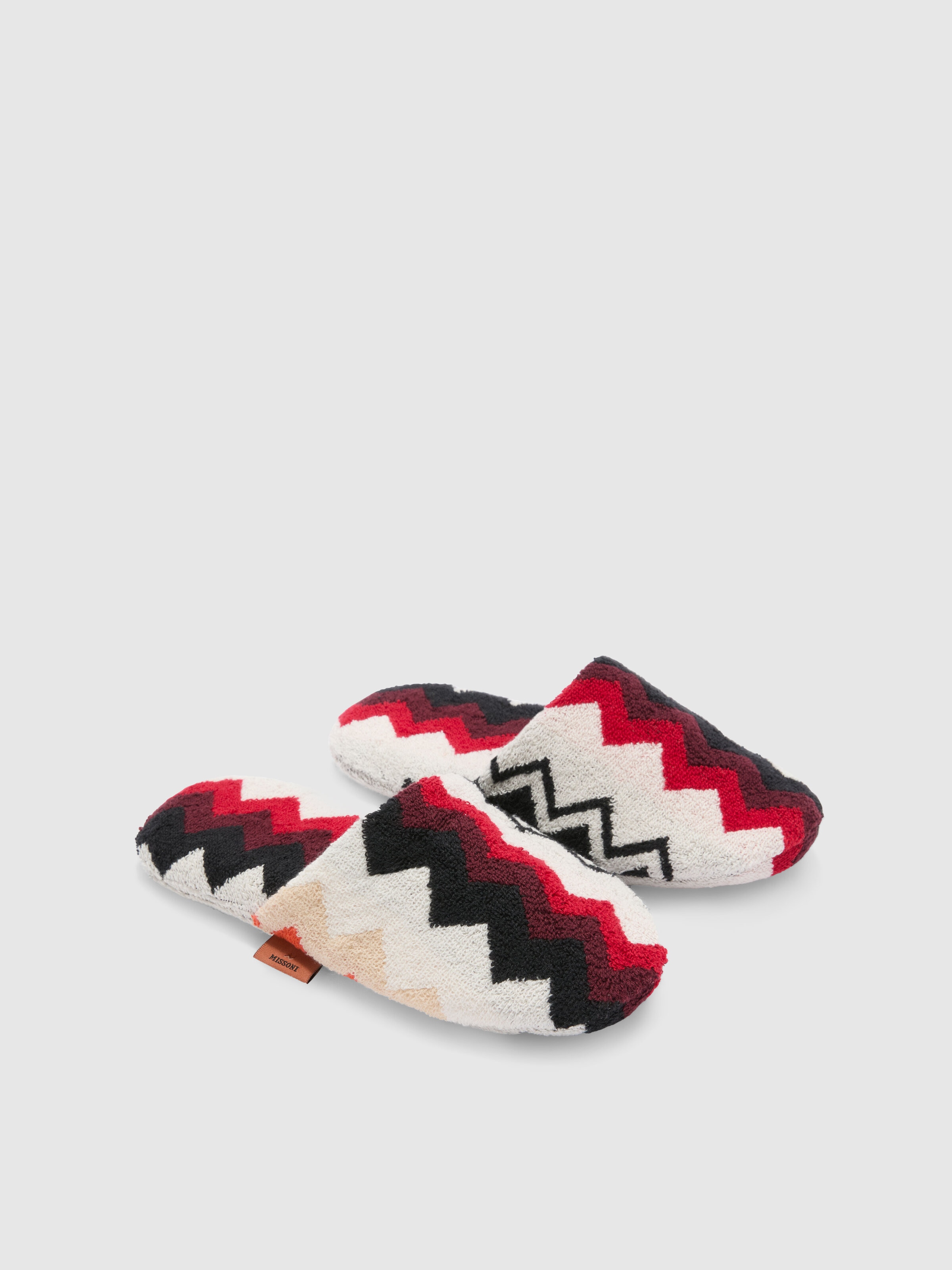 Best cotton terry slippers zig zag, Red & Multicoloured - 1