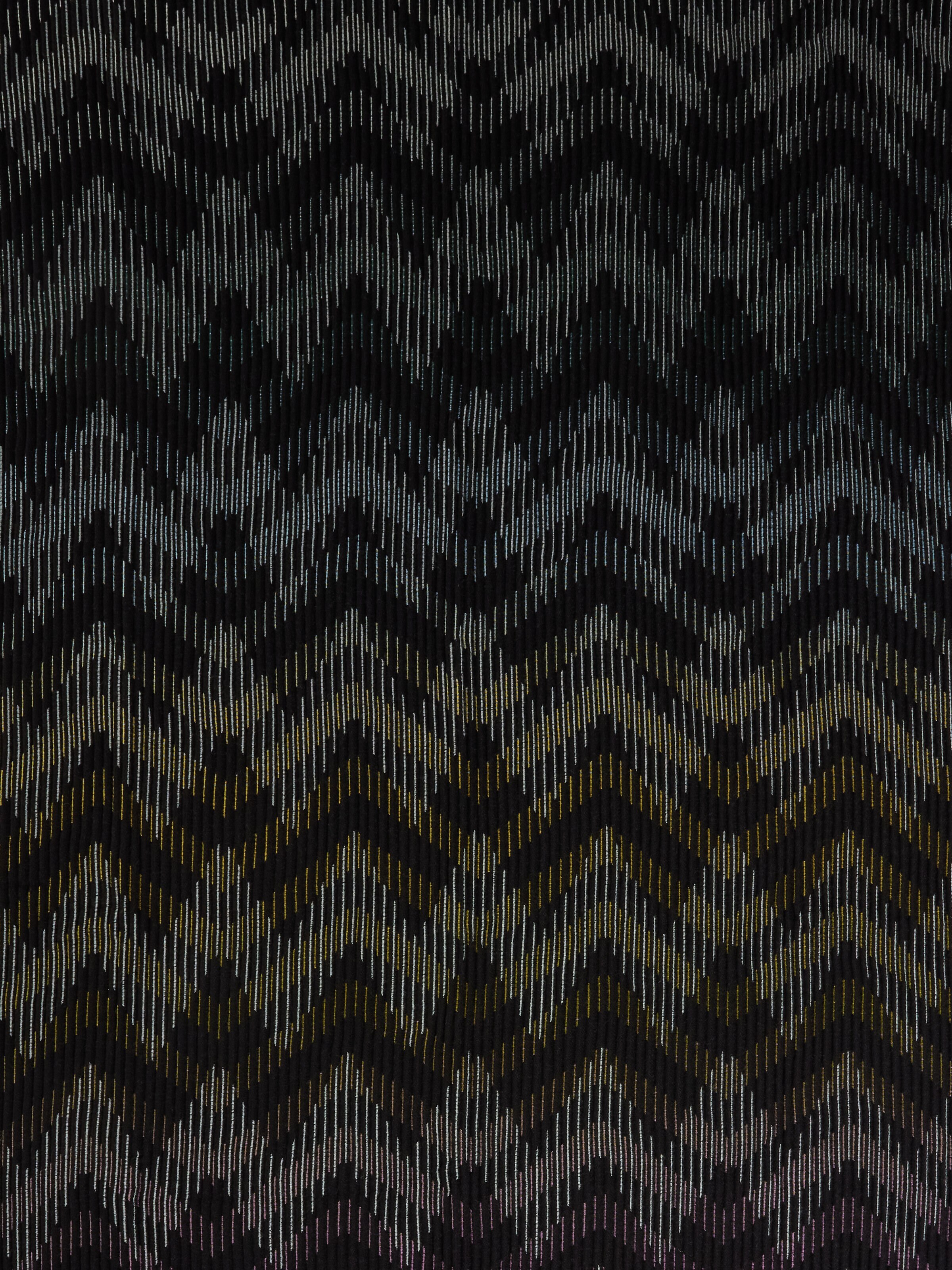 Dinamico Plaid in wool blend 135x190 cm with fringes and chevron pattern, Black Multicoloured  - 3