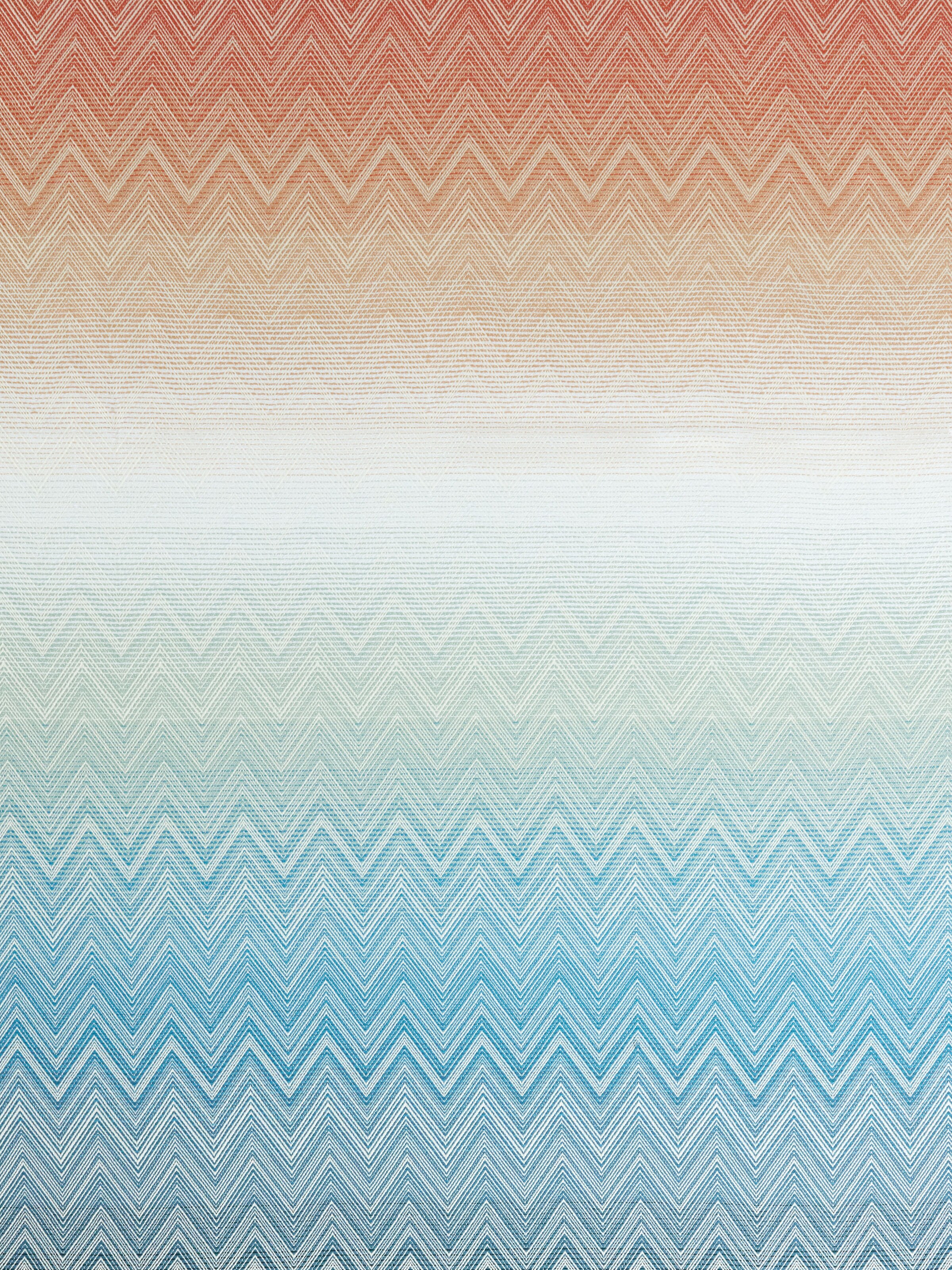 Ciro Plaid in 100% wool 130x190 cm with fringes and chevron pattern, Blue & Multicoloured  - 3