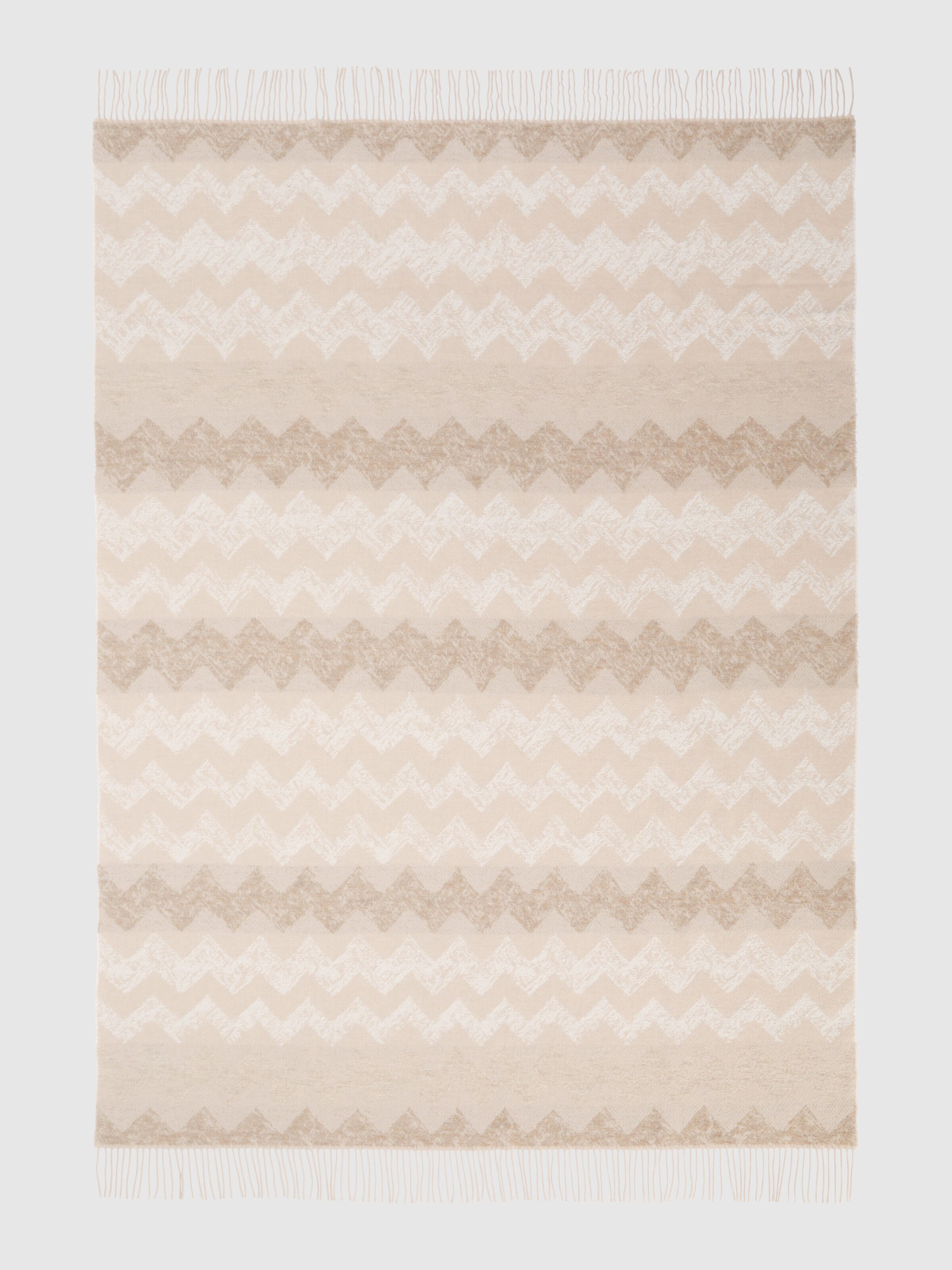 Plaid Gessetti 130x190 cm in wool blend zig zag, Beige - 1
