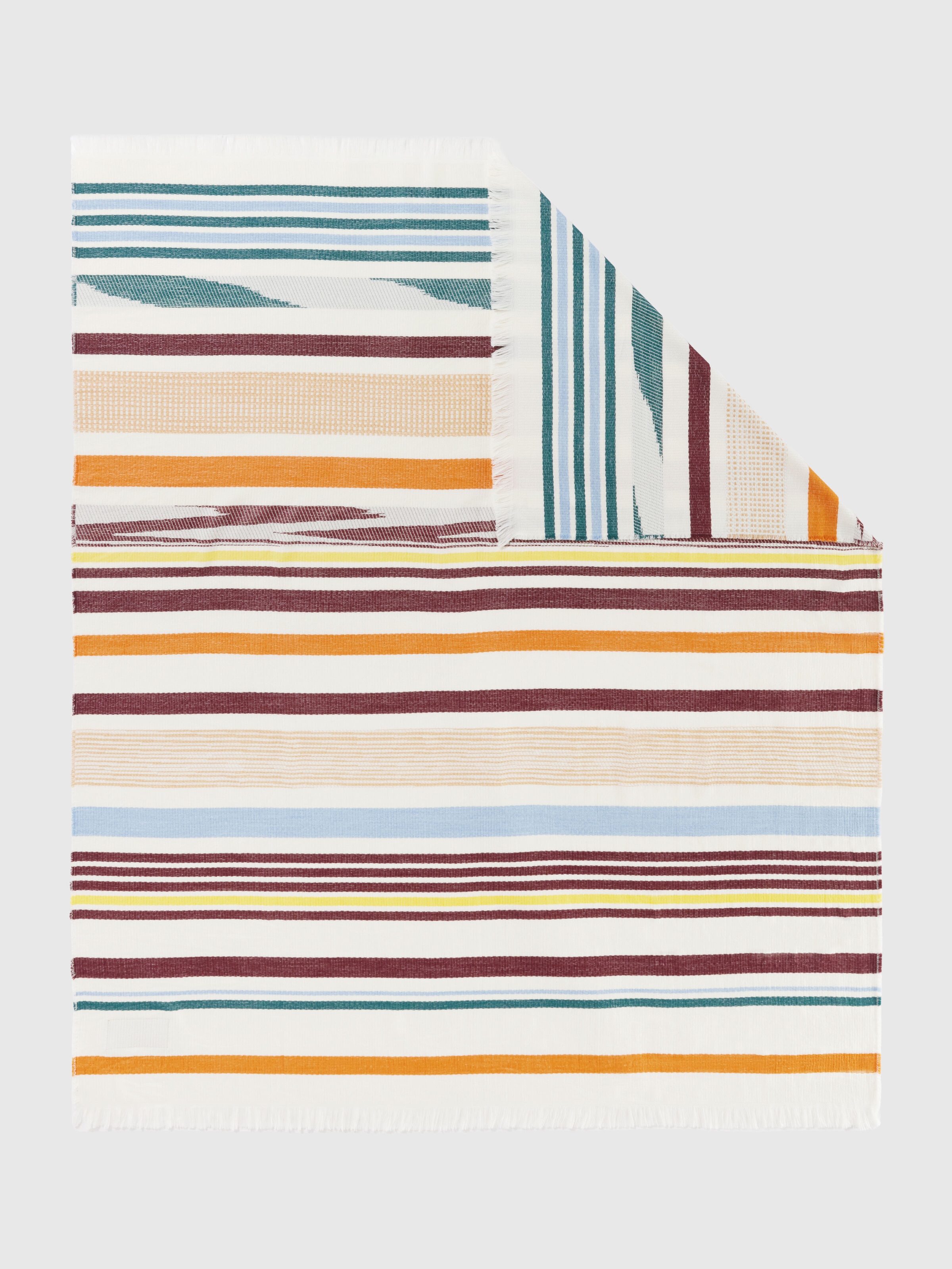 Biarritz Plaid in 100% wool 160x190 cm with striped pattern, Multicoloured  - 2