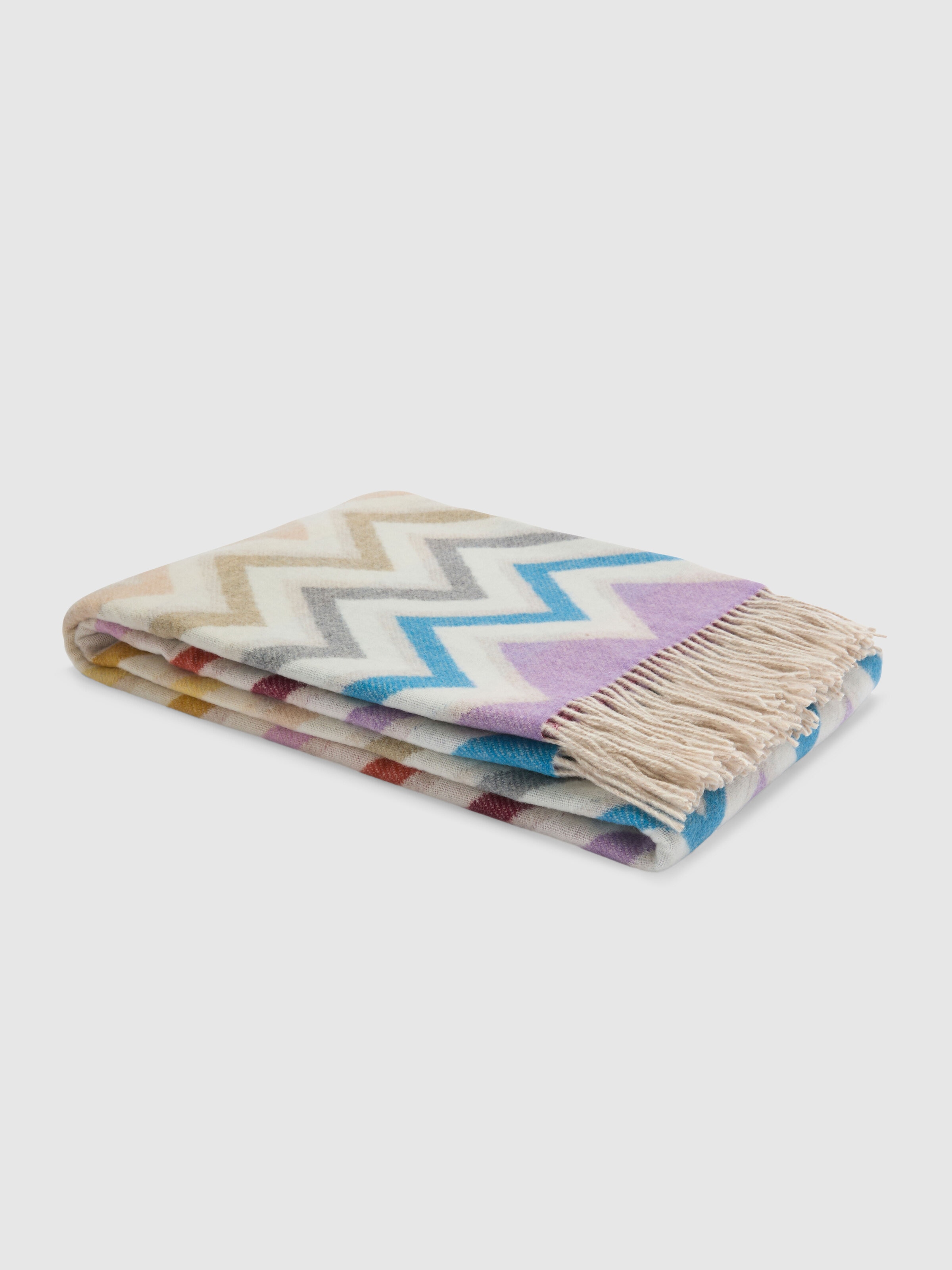Plaid Watamu 130x190 cm in wool blend zig zag, Multicoloured  - 0