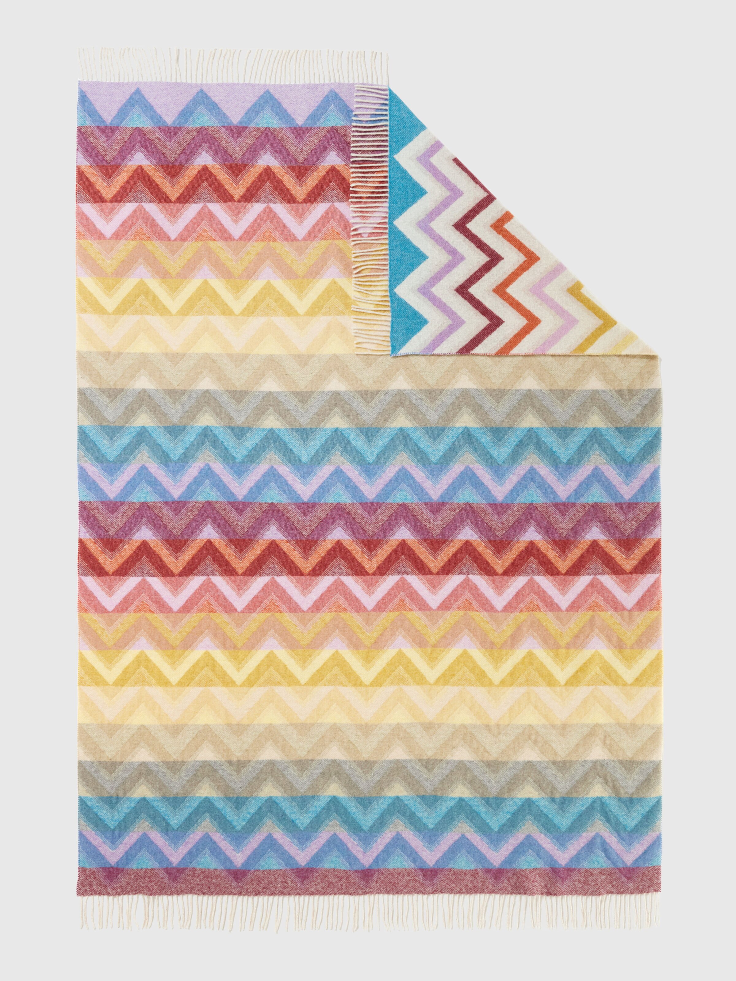Plaid Watamu 130x190 cm in wool blend zig zag, Multicoloured  - 2