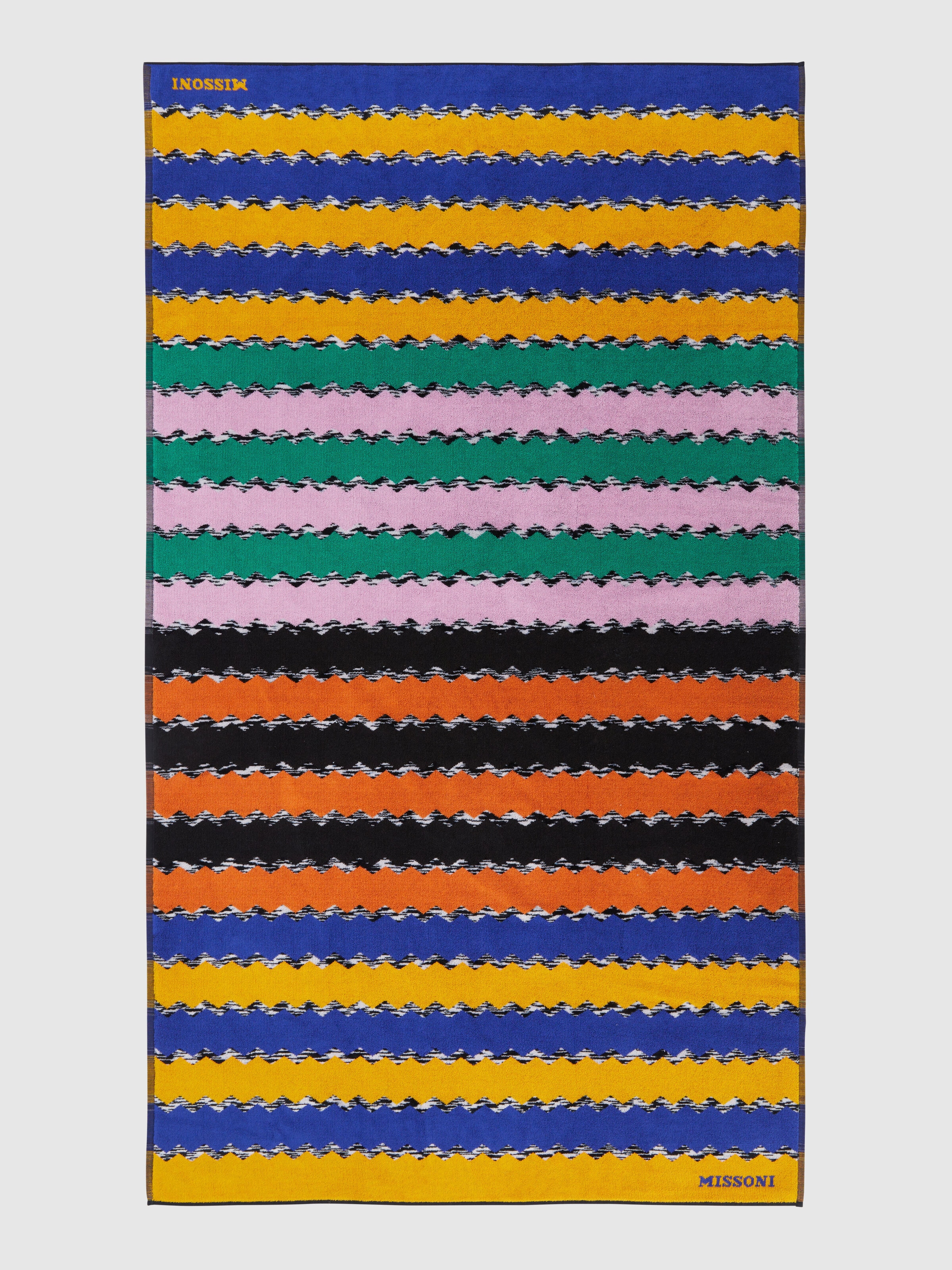 Riviera Beach Towel in 100% cotton 180x100 cm with horizontal stripes, Multicoloured  - 1