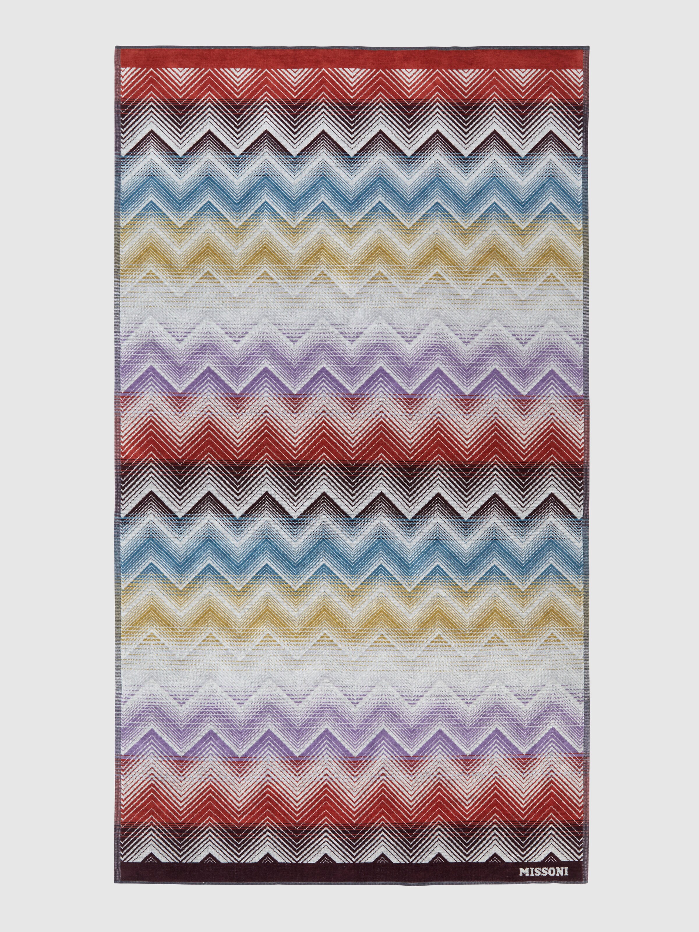 Marea Beach Towel in 100% cotton 180x100 cm with zig zag pattern, Multicoloured  - 1