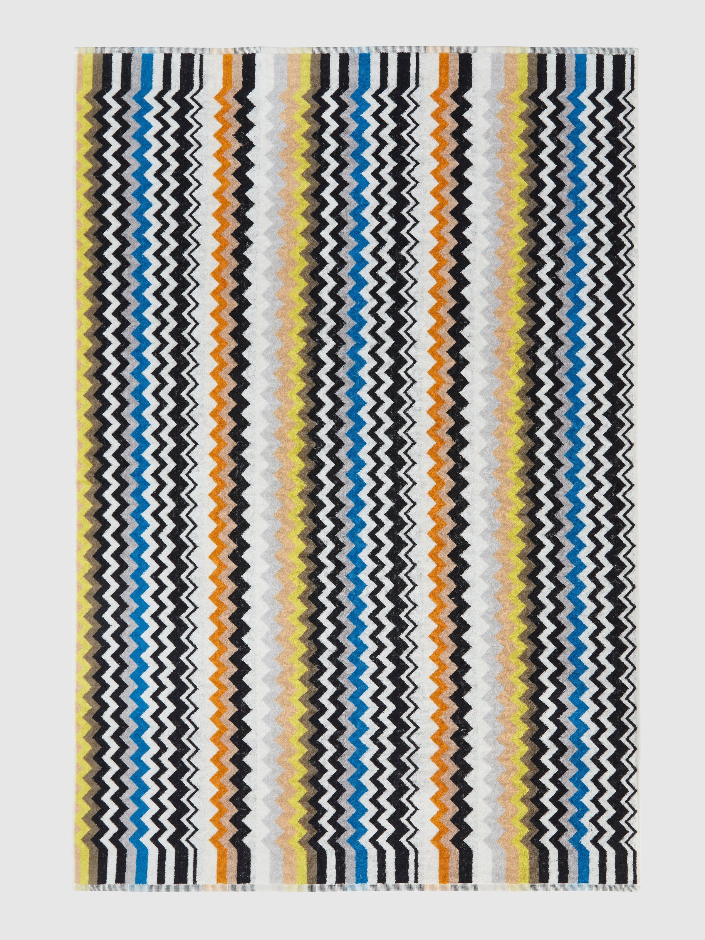 Toalla de baño Best 100x150 cm con diseño zig zag en algodón tipo rizo, Negro Multicolor  - 1