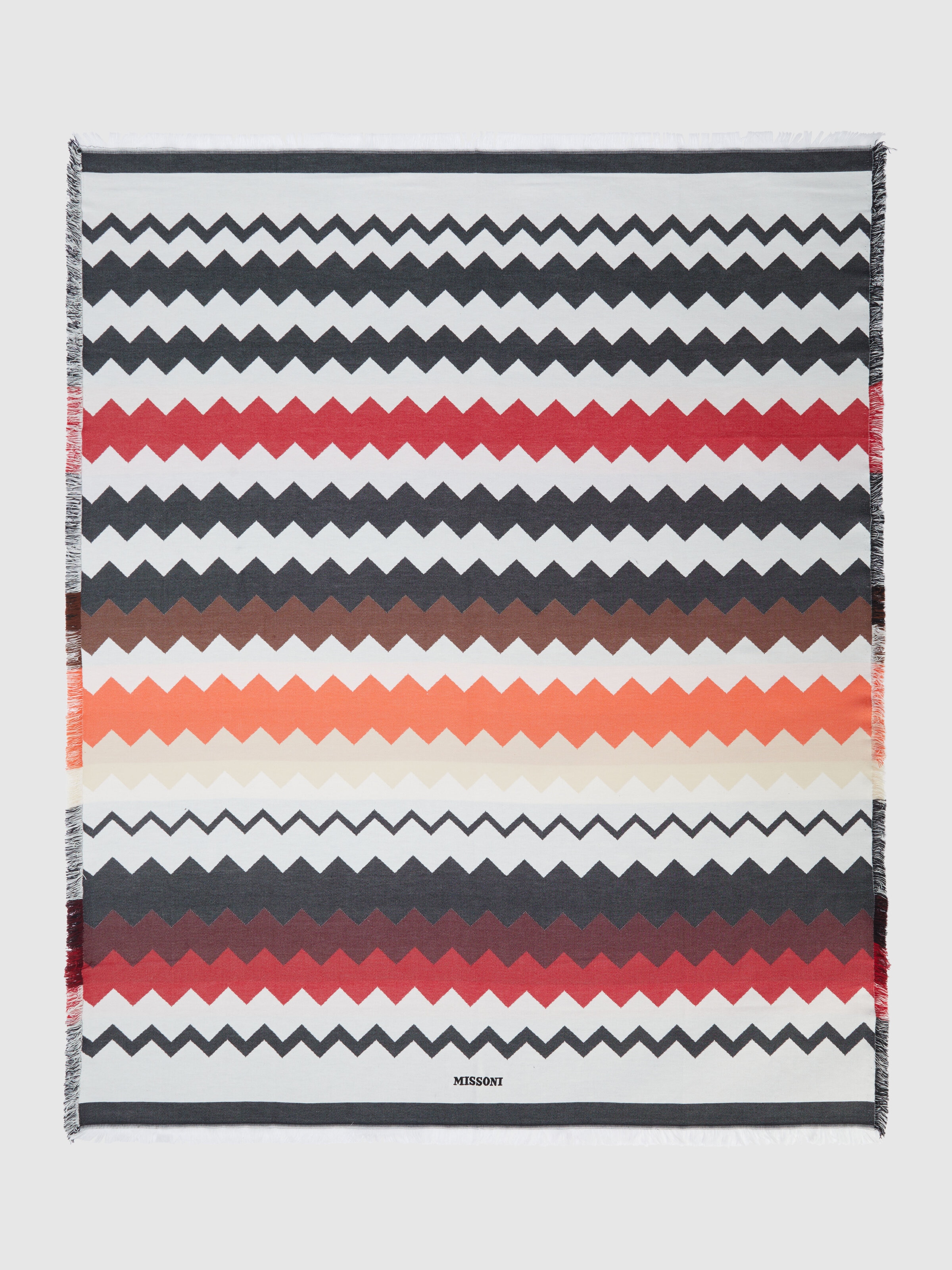 Best fouta bath towel 140x180 cm zig zag in cotton, Red & Multicoloured - 1