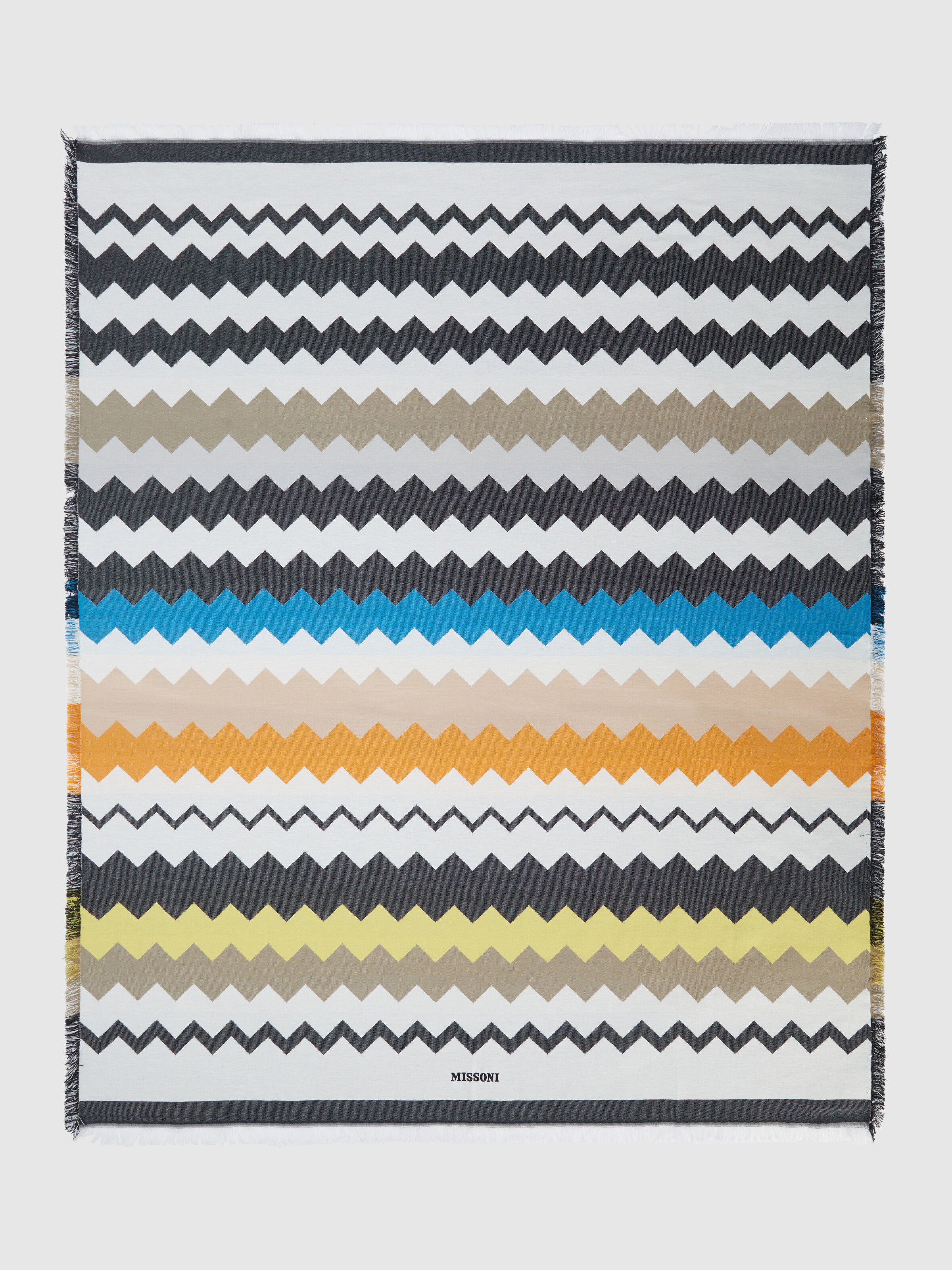 Best fouta bath towel 140x180 cm zig zag in cotton, Black Multicoloured  - 1