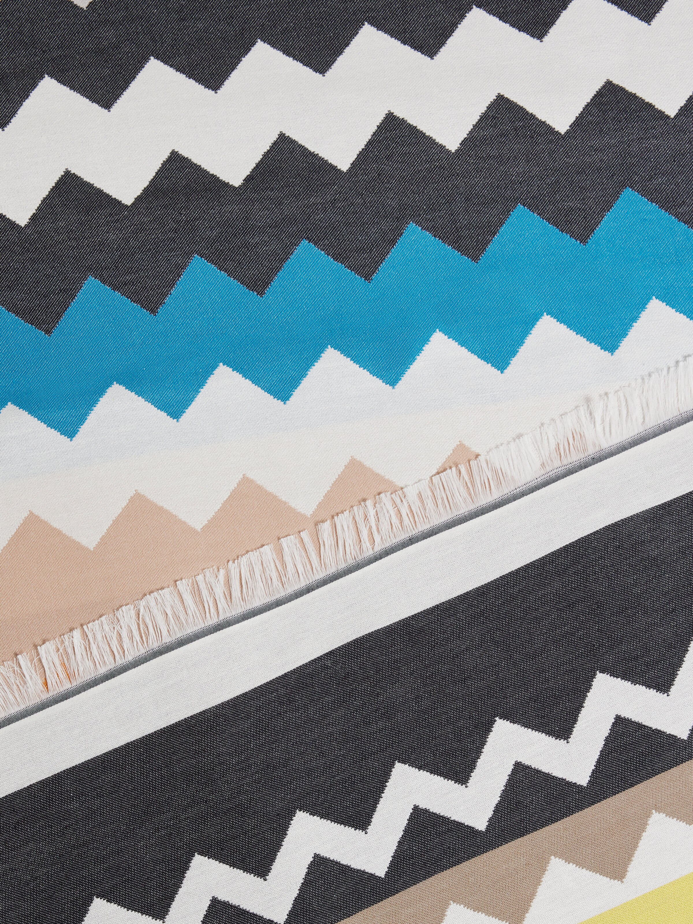 Best fouta bath towel 140x180 cm zig zag in cotton, Black Multicoloured  - 2