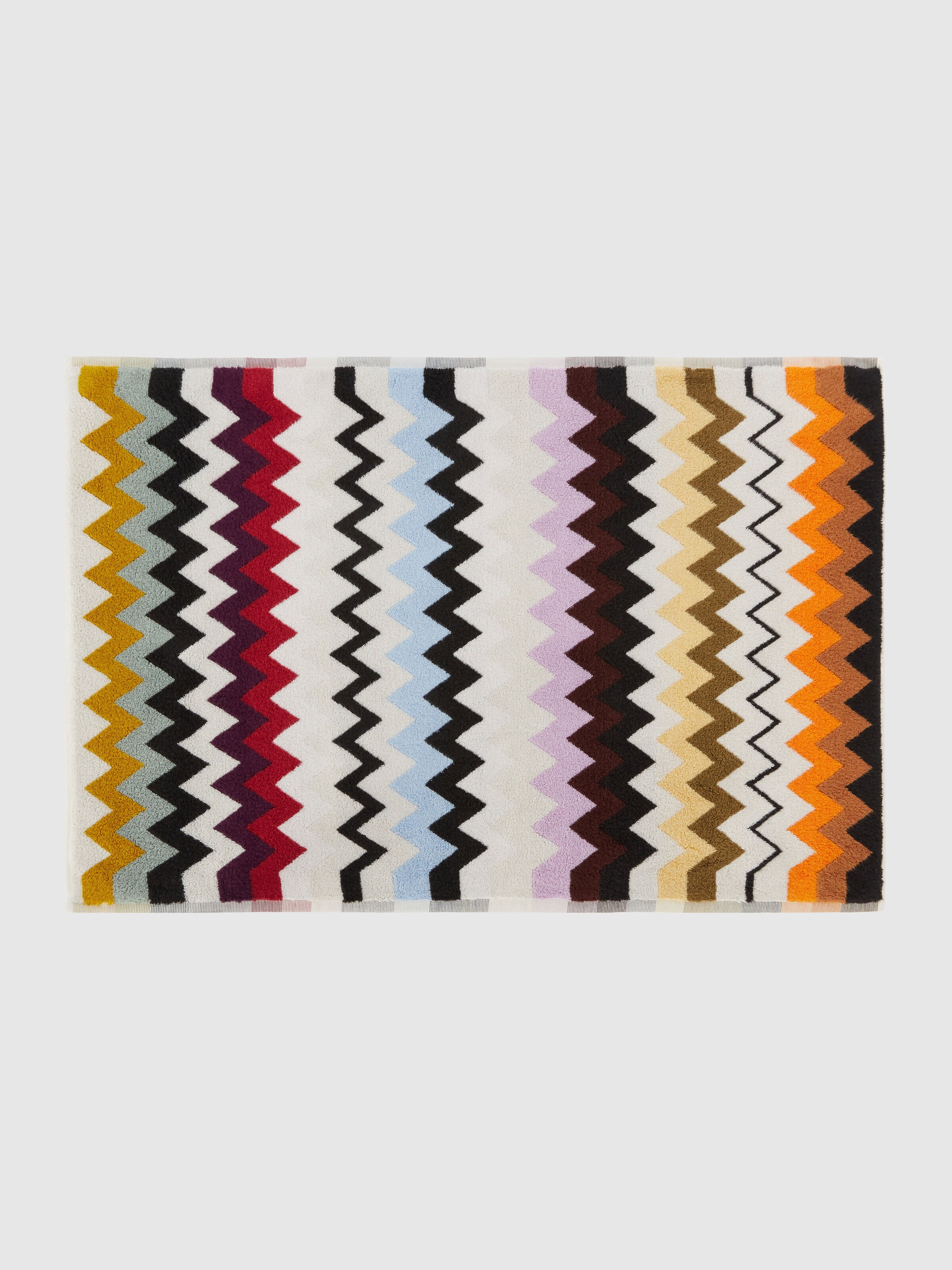 Murrina Bath Mat in 100% cotton with chevron pattern 90x60 cm, Multicoloured  - 0
