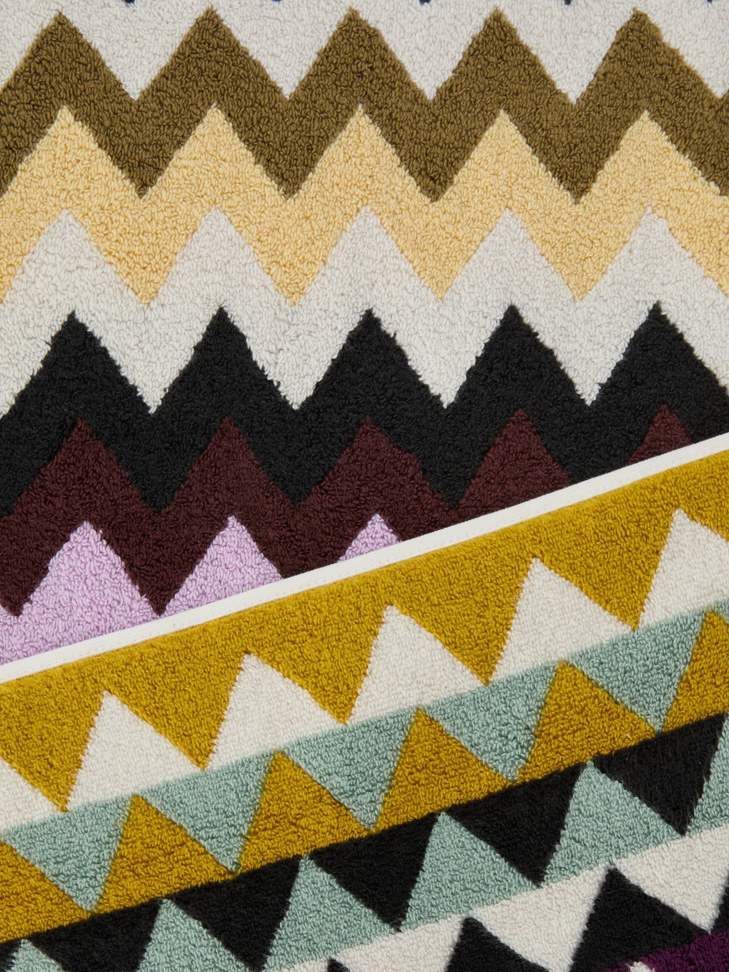 Murrina Bath Mat in 100% cotton with chevron pattern 90x60 cm, Multicoloured  - 2