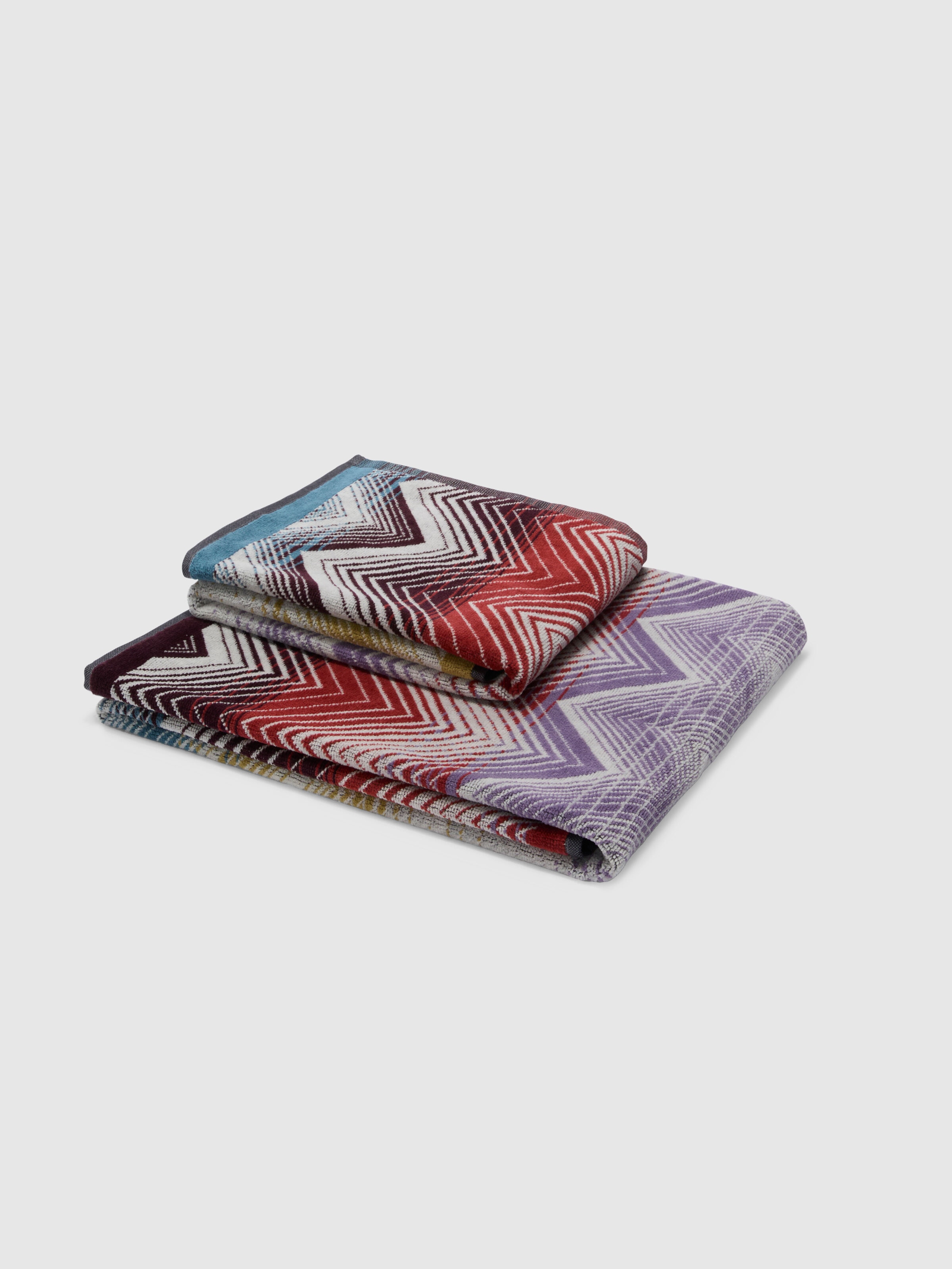 Marea 2-piece Bath Set 100% cotton with zig zag pattern, Multicoloured  - 0