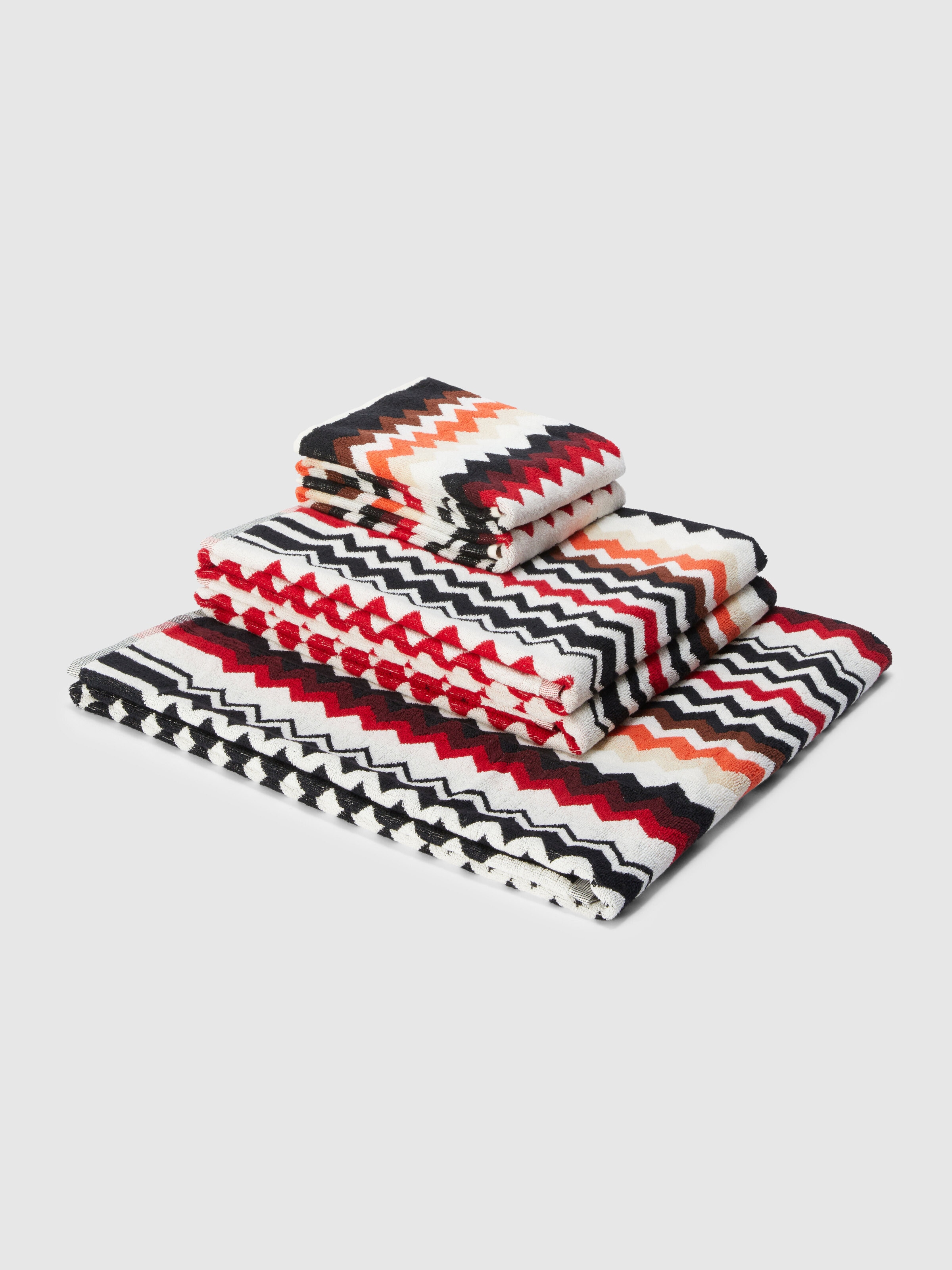 Five-piece Bath bath set in cotton terry, Red & Multicoloured - 0