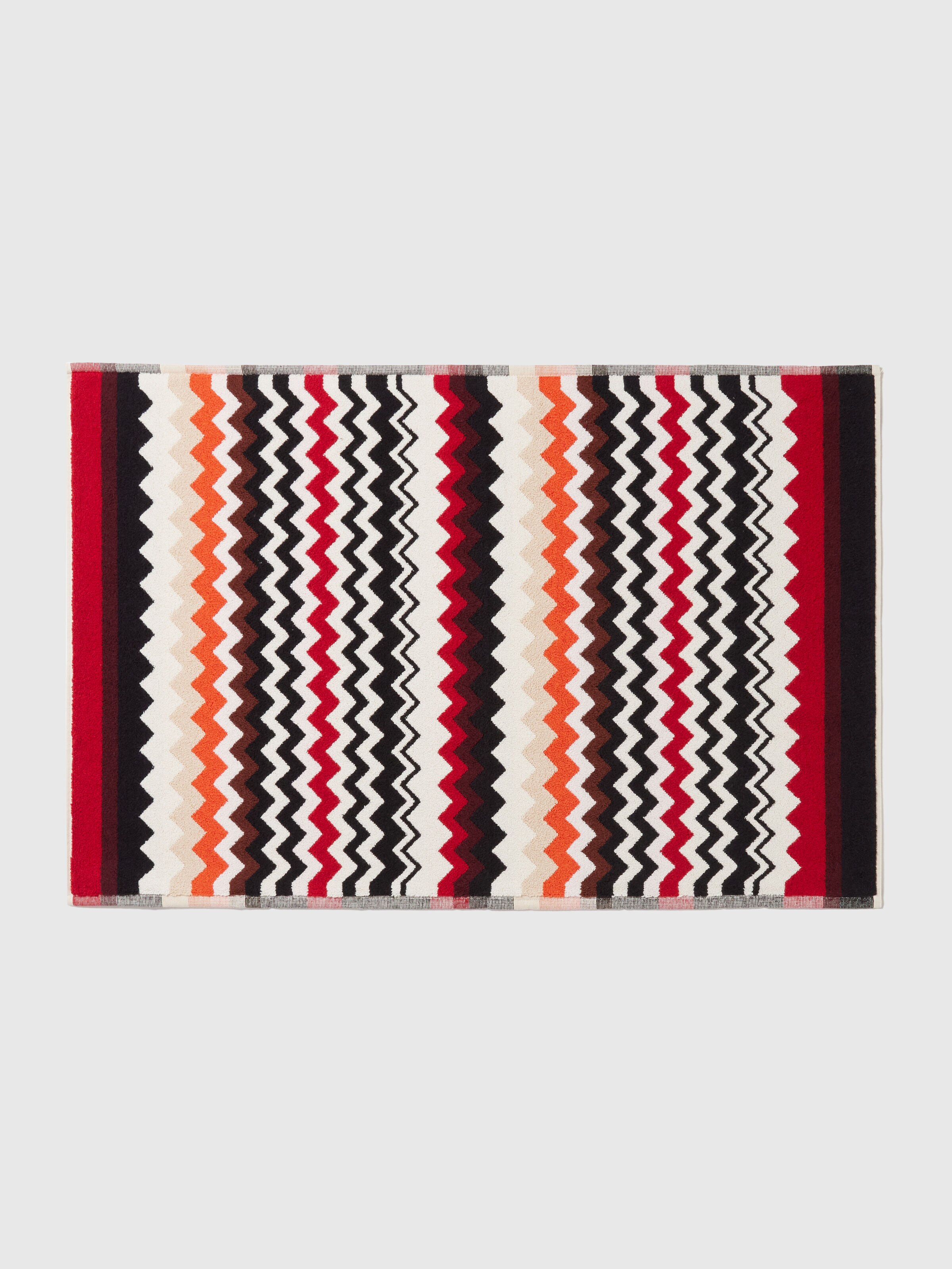 Tapis de bain en 100% coton avec motif chevron, Rouge & Multicolore - 0