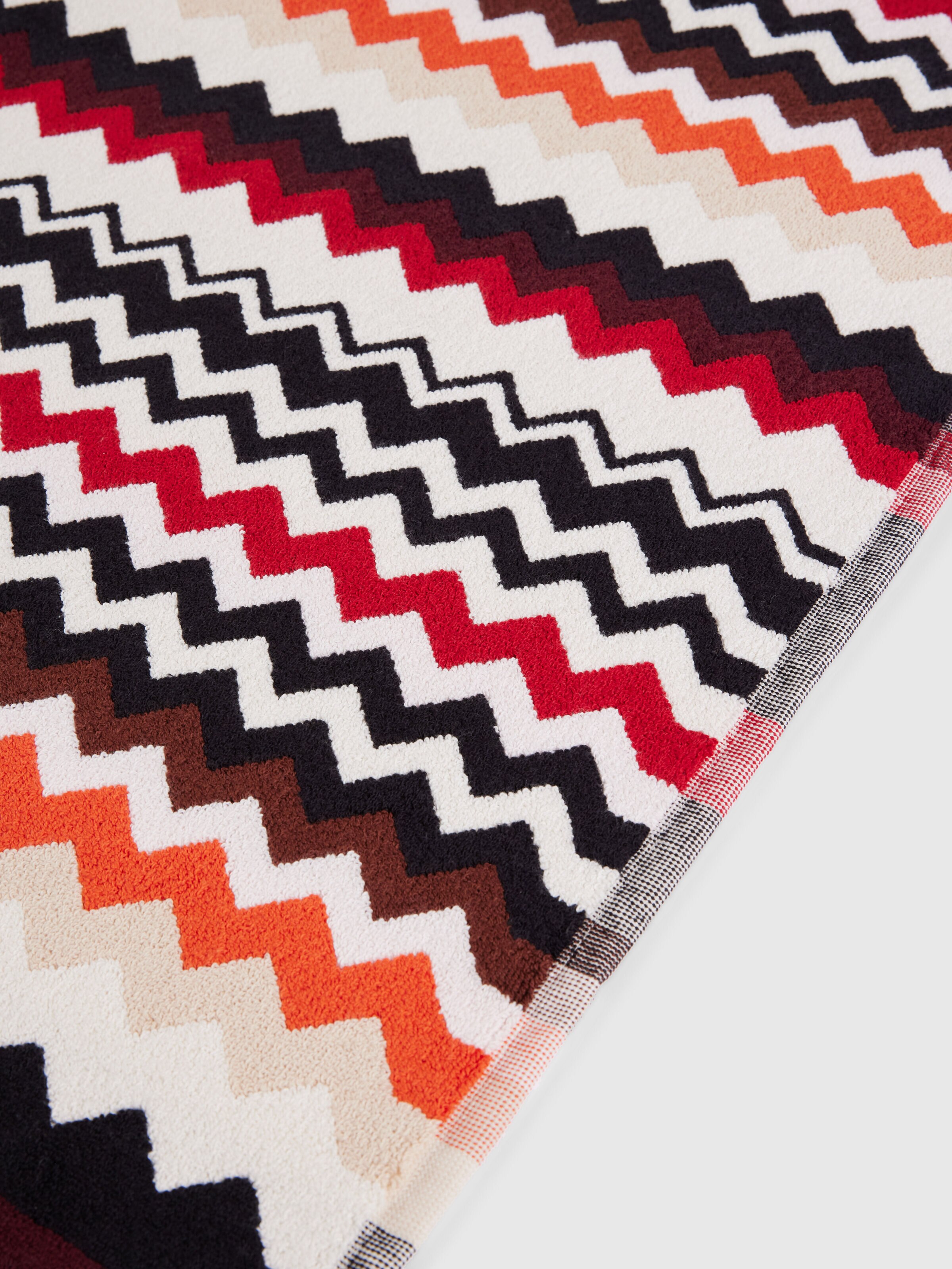 Tapis de bain en 100% coton avec motif chevron, Rouge & Multicolore - 1
