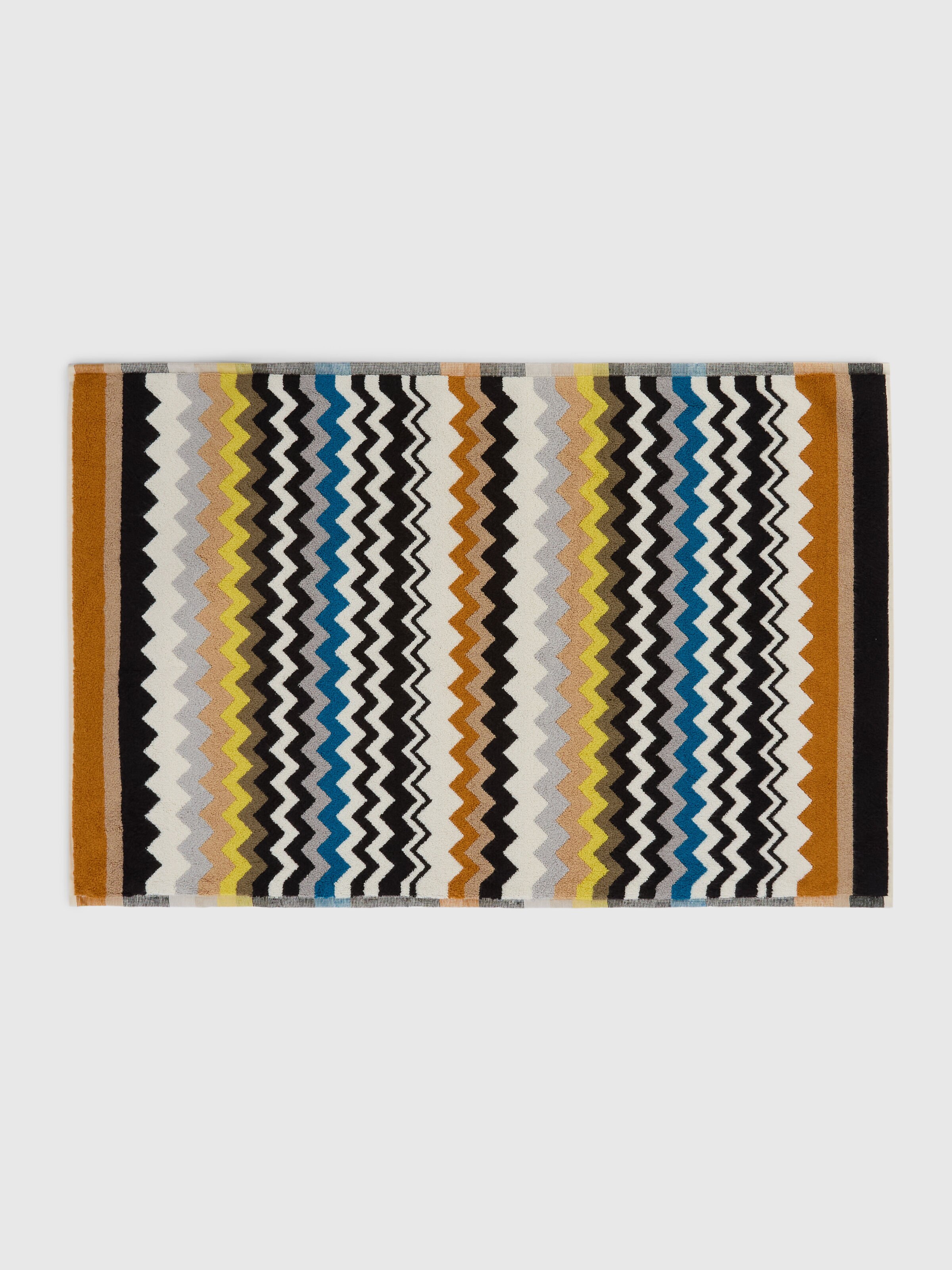 Tappetino da bagno in 100% cotone con motivo chevron, Nero  Multicolore  - 0