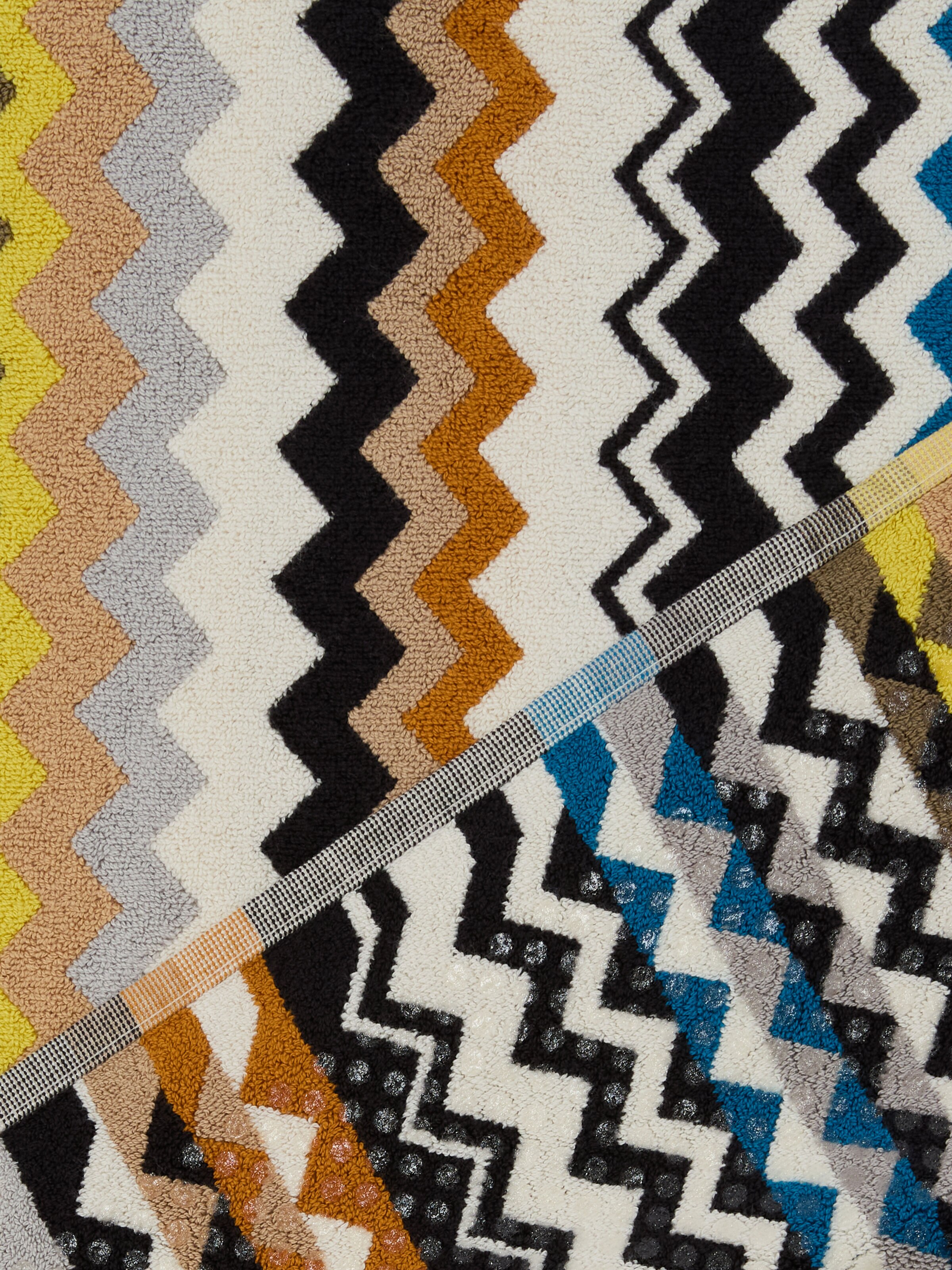 Tappetino da bagno in 100% cotone con motivo chevron, Nero  Multicolore  - 2