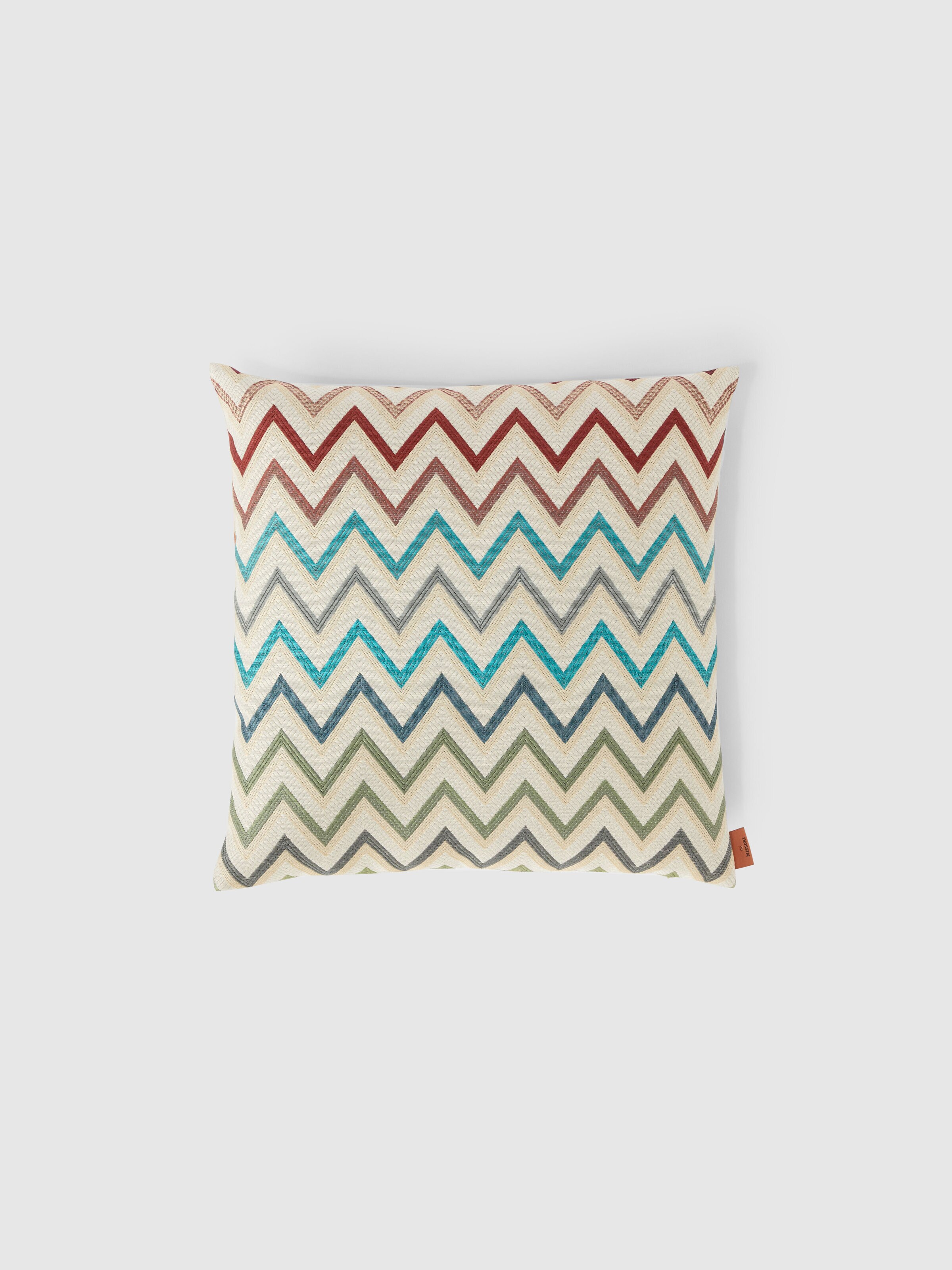 Watamu Indoor Cushion 40x40 cm in cotton blend with zig zag pattern, Multicoloured  - 0
