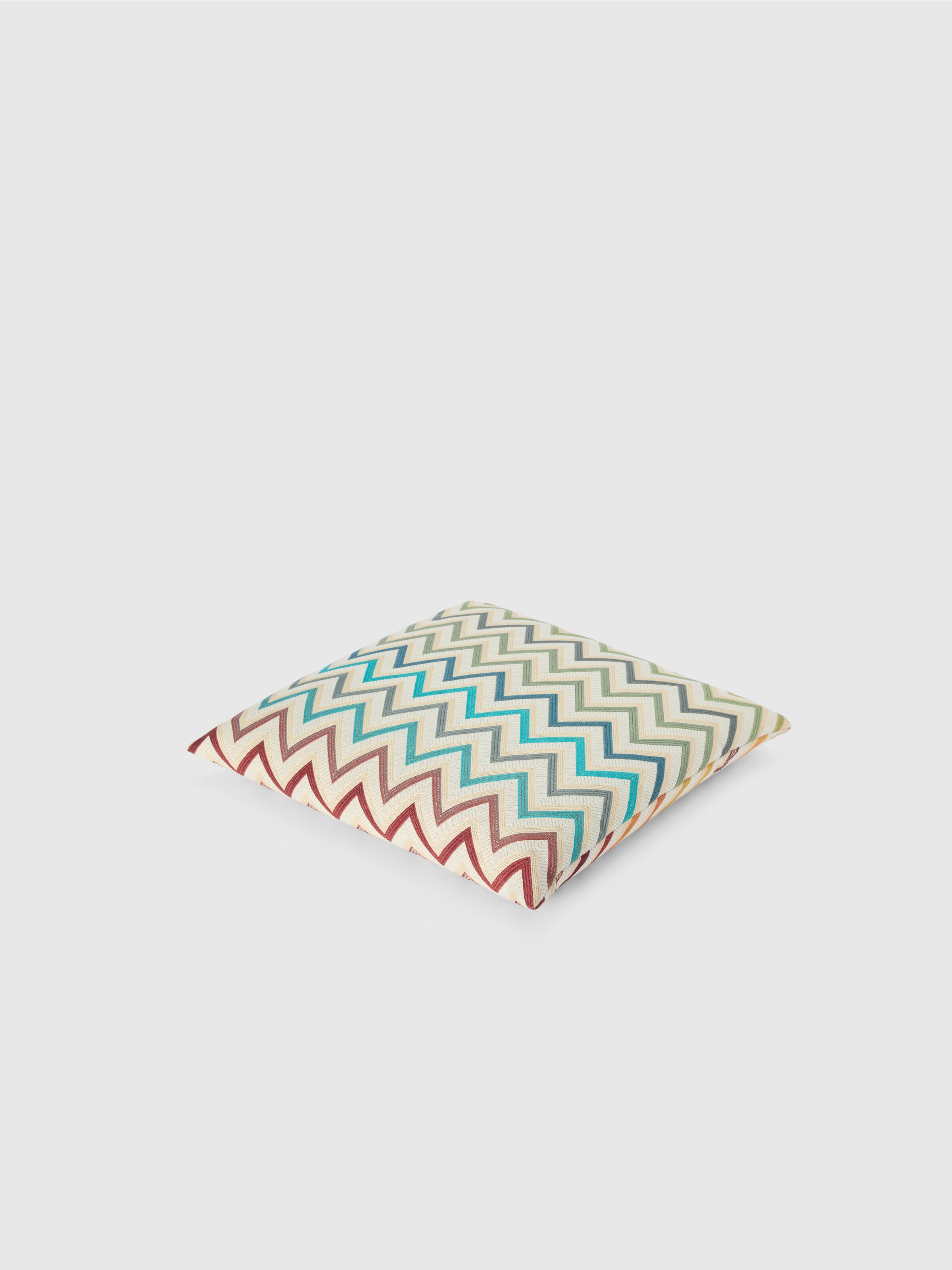 Watamu Indoor Cushion 40x40 cm in cotton blend with zig zag pattern, Multicoloured  - 1