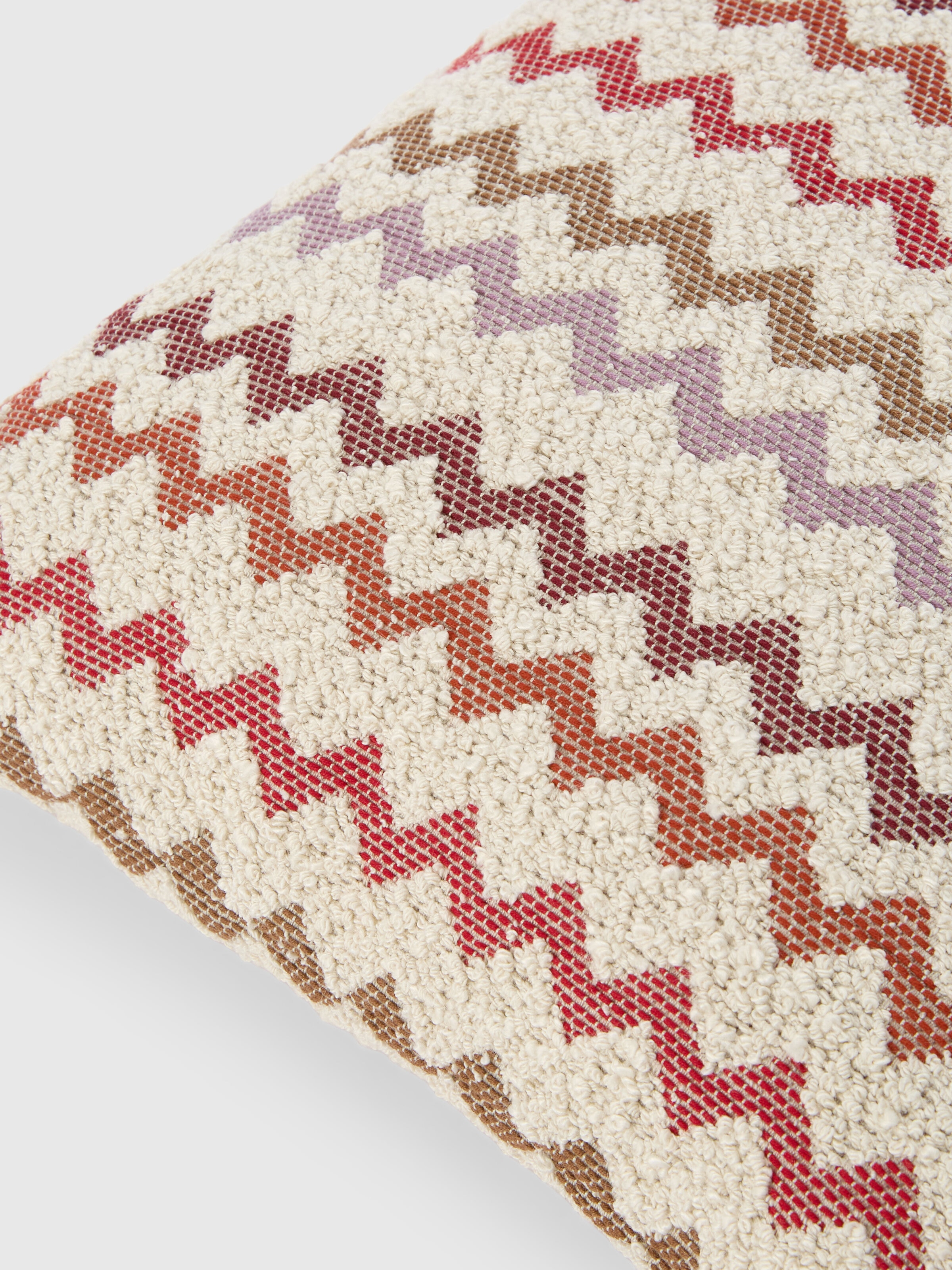 Capri Outdoor Cushion 40x40 cm with zig zag pattern, Red & Multicoloured - 2