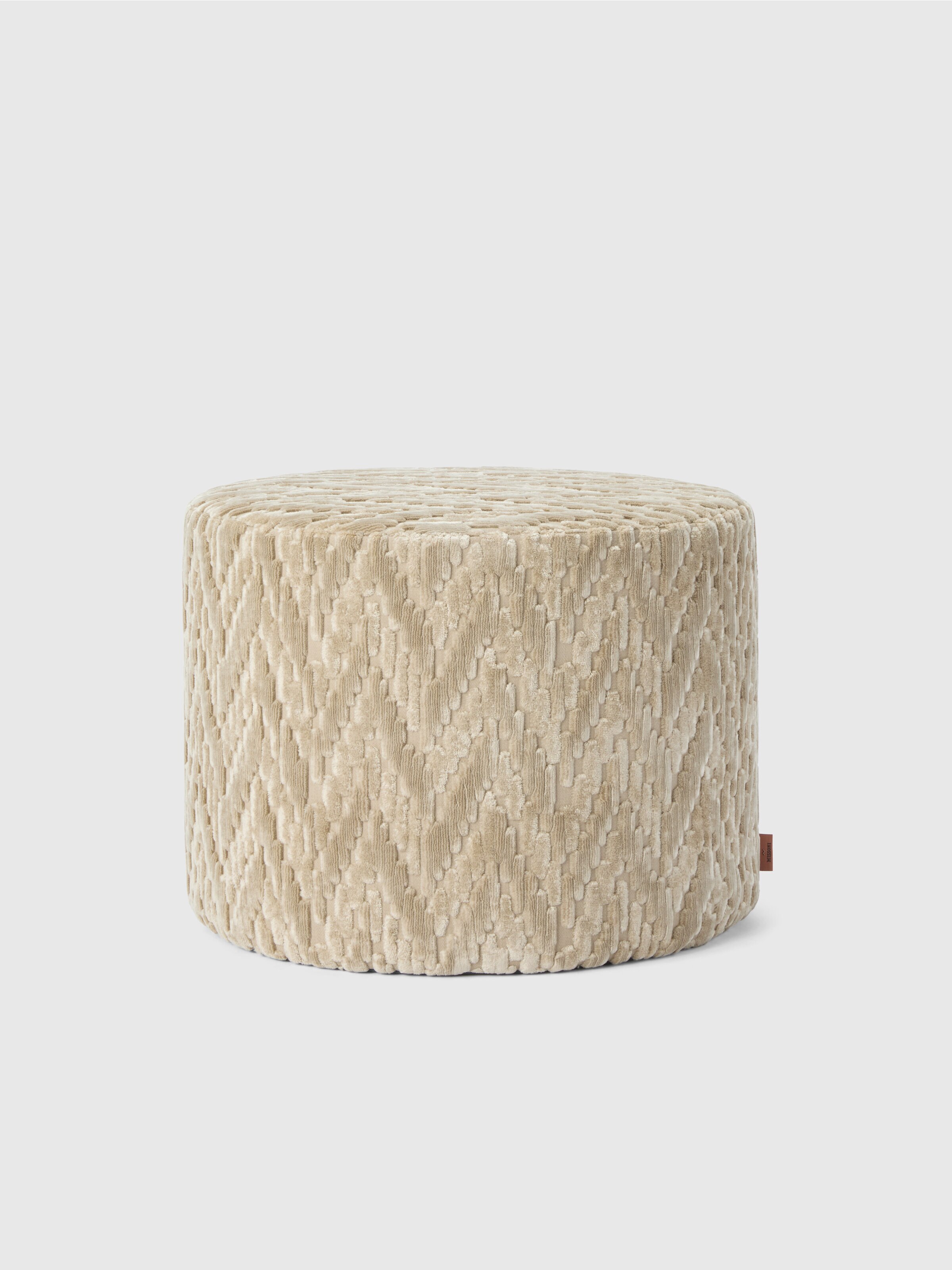 Fossile Indoor Cylinder Cushion 40x30 cm with chevron pattern, Beige - 0
