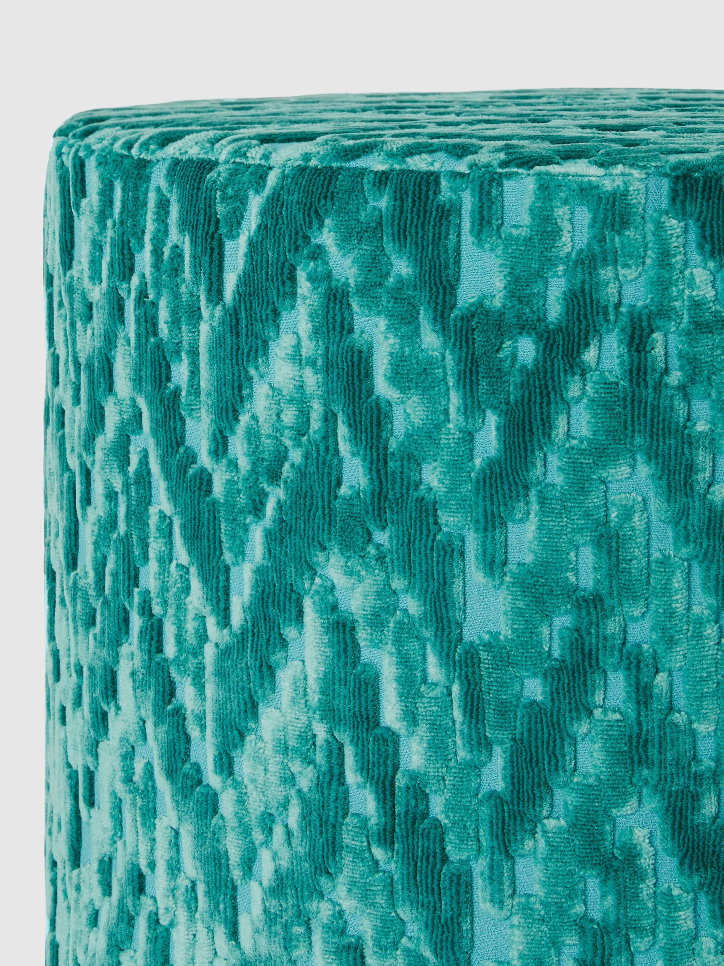 Fossile Indoor Cylinder Cushion 40x30 cm with chevron pattern, Blue - 2