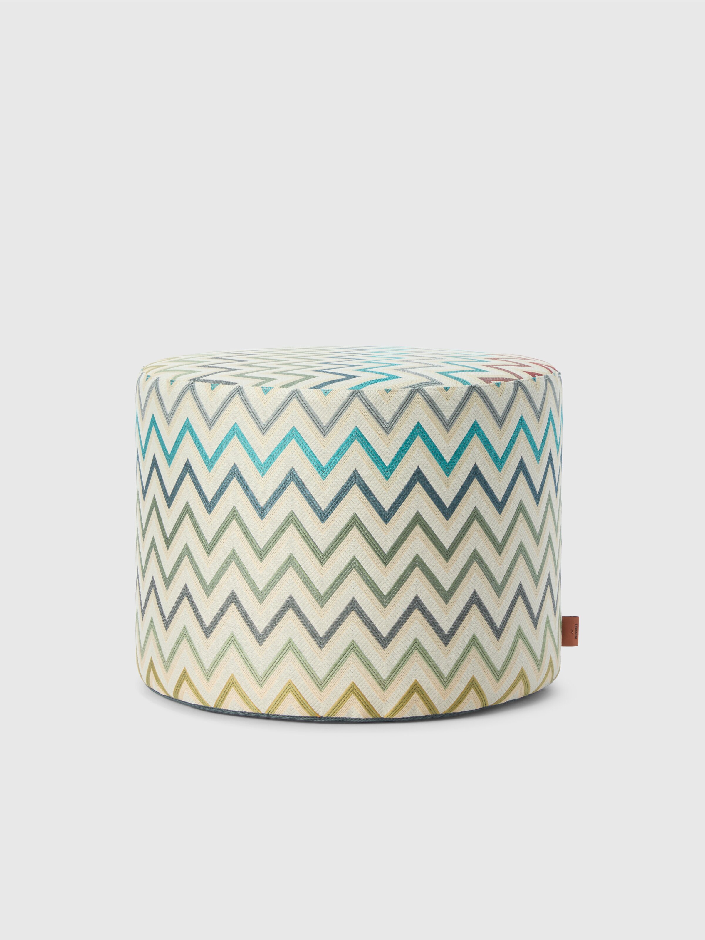 Watamu Indoor Cylinder Pouf 40x30 cm with zig zag pattern, Multicoloured  - 0