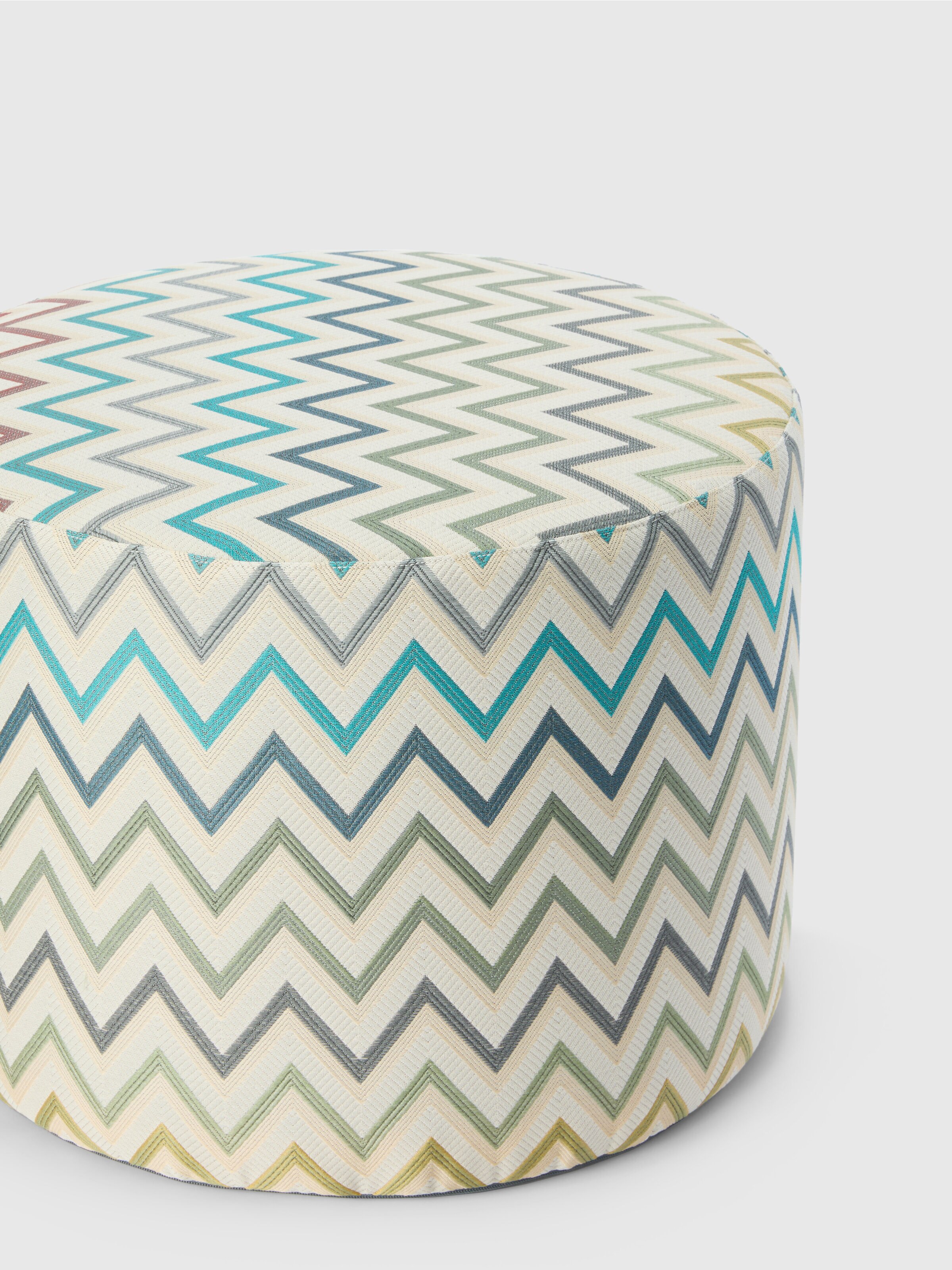 Watamu Indoor Cylinder Pouf 40x30 cm with zig zag pattern, Multicoloured  - 1